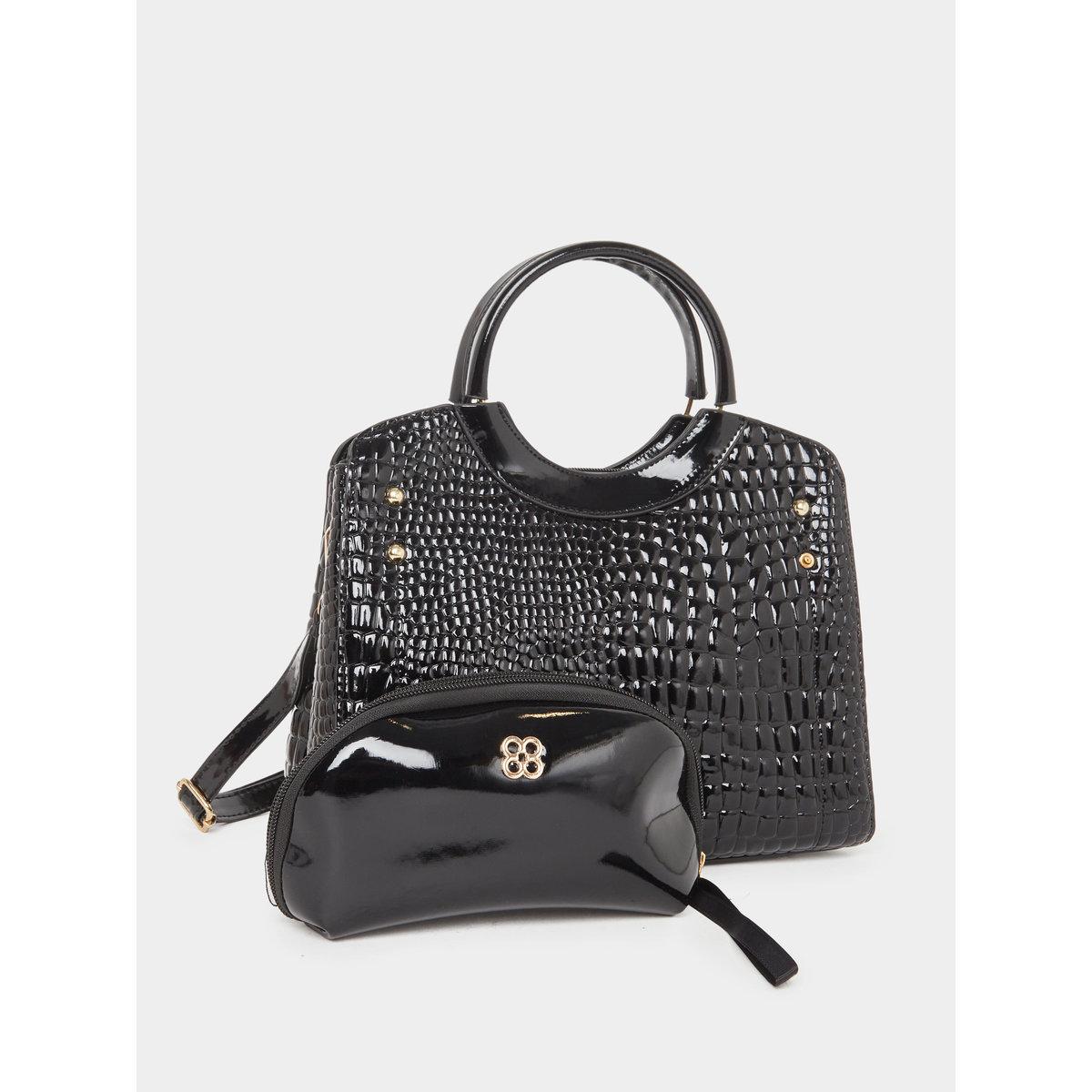 شنطة يد بملمس جلد التماسح مع محفظة صغيرة-women-bagsandwallets-handbags-image-1
