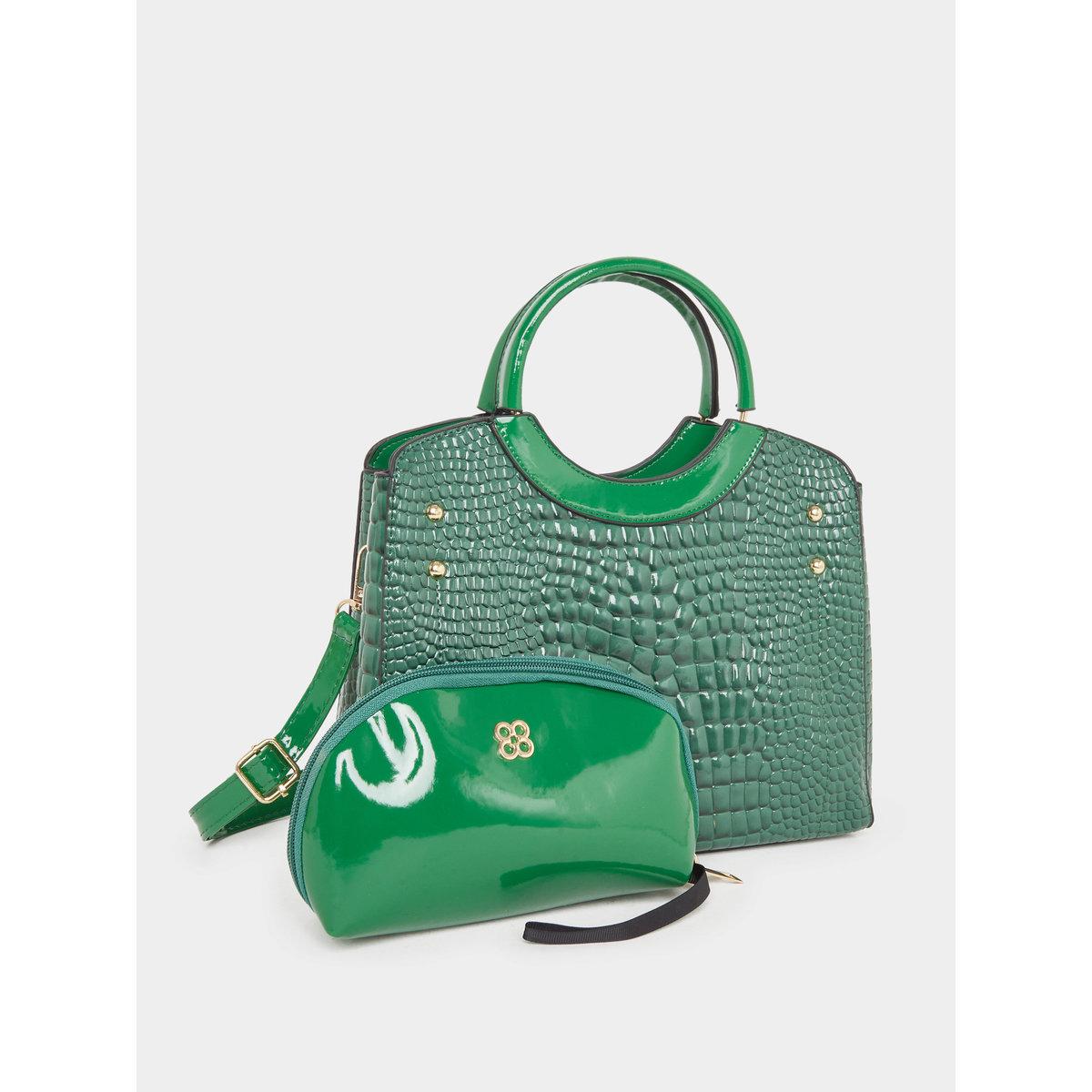 شنطة يد بملمس جلد التماسح مع محفظة صغيرة-women-bagsandwallets-handbags-image-1
