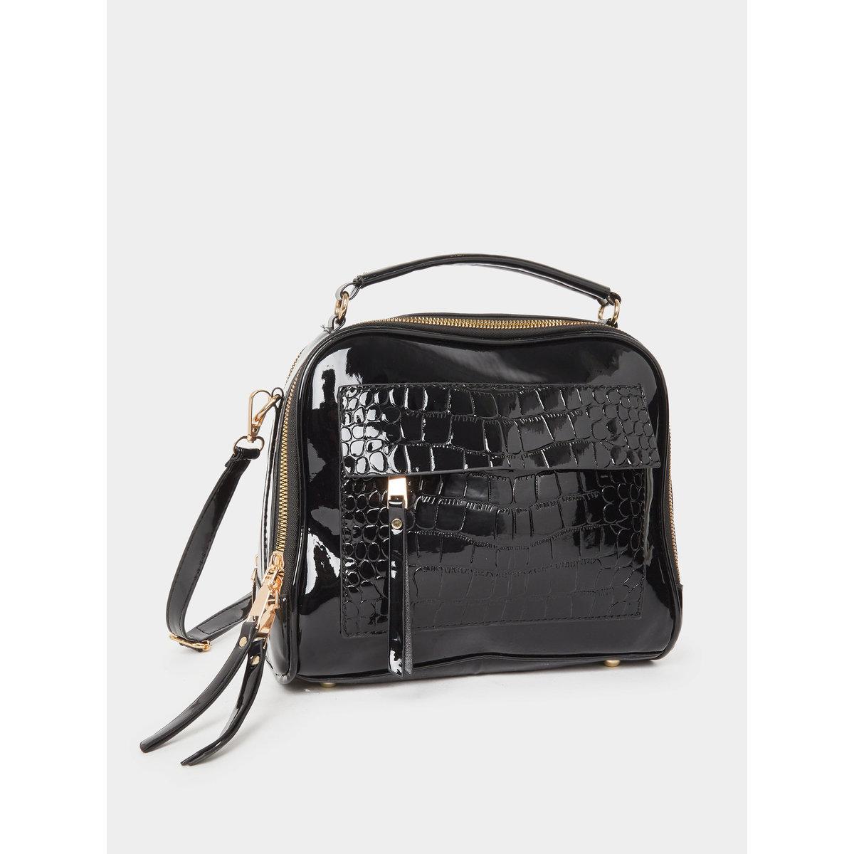 Take Two Croc Skin Top Handle Shoulder Bag with Zip Closure-women-bagsandwallets-handbags-image-1