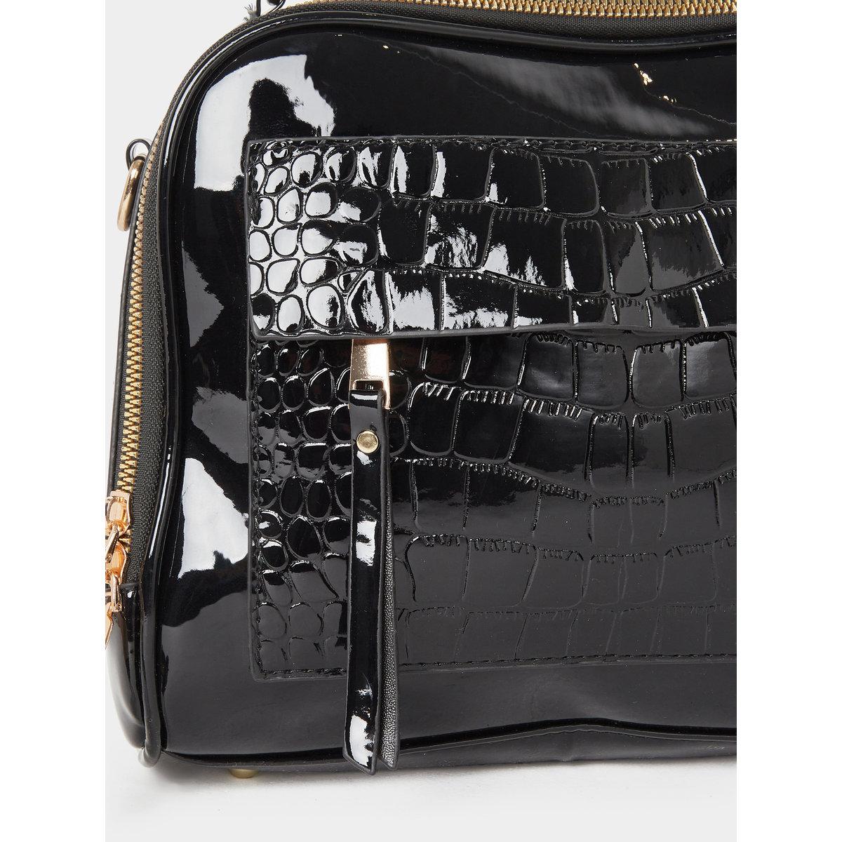 Take Two Croc Skin Top Handle Shoulder Bag with Zip Closure-women-bagsandwallets-handbags-image-3