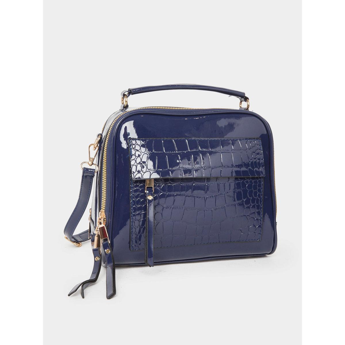 Take Two Croc Skin Top Handle Shoulder Bag with Zip Closure-women-bagsandwallets-handbags-image-1