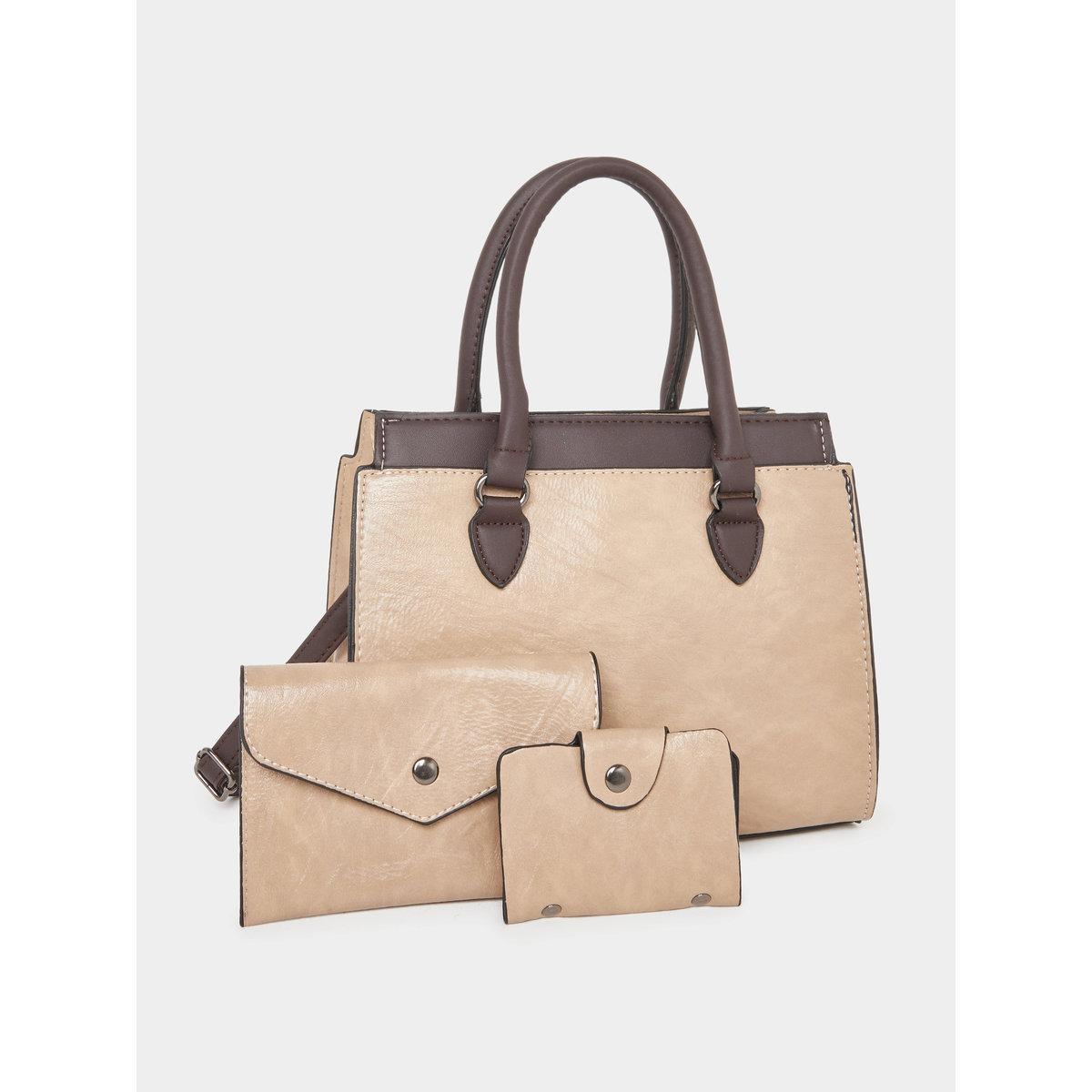 Take Two Colorblock Dual Handles Handbag with Purse Set-women-bagsandwallets-handbags-image-1