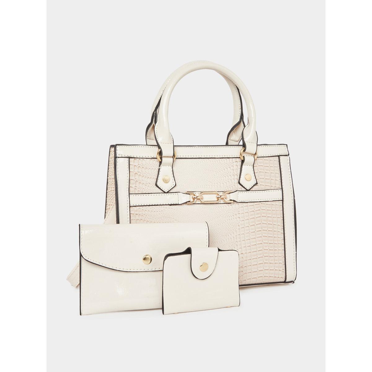 Take Two Croc Skin Dual Handles Handbag with Purse Set-women-bagsandwallets-handbags-image-1
