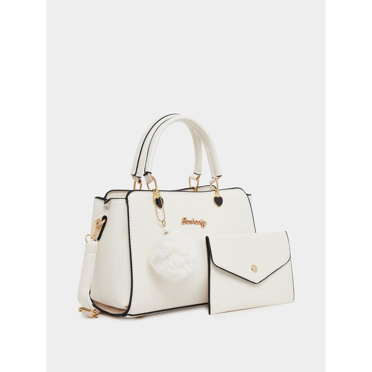 Take Two Solid Dual Handles Handbag with Purse Set-women-bagsandwallets-handbags-image-1