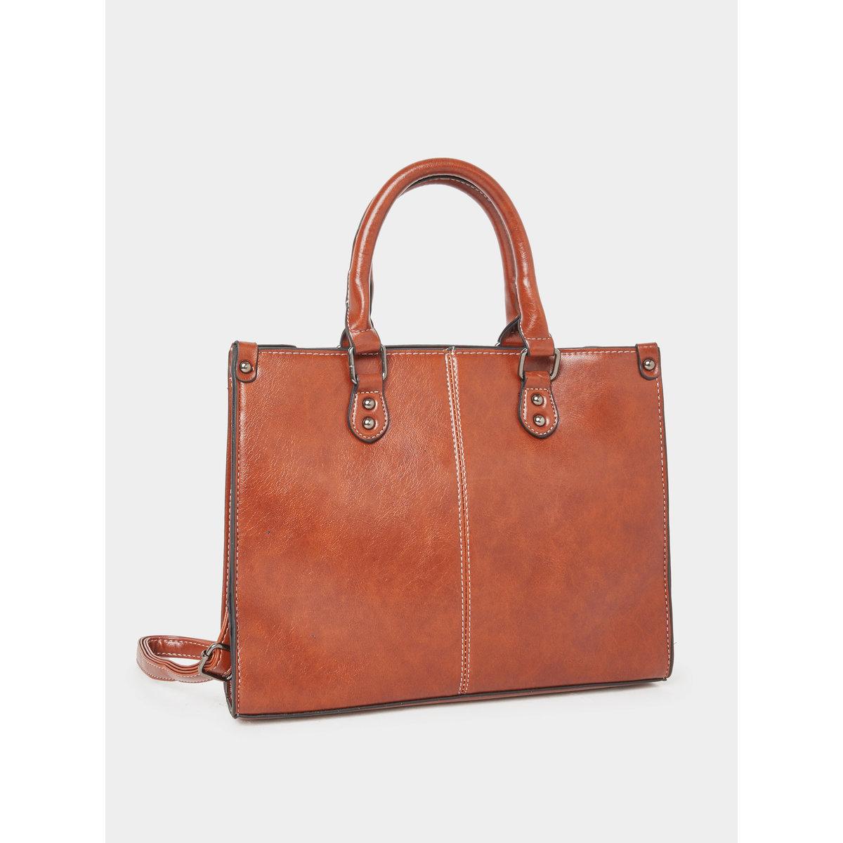 Take Two Solid Dual Handles Handbag with Adjustable Strap-women-bagsandwallets-handbags-image-1