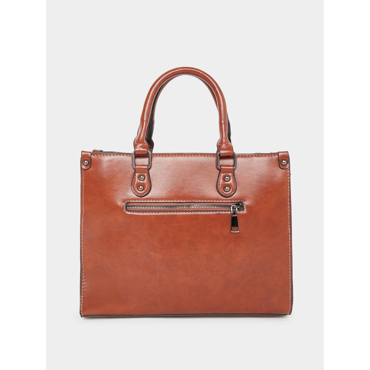 Take Two Solid Dual Handles Handbag with Adjustable Strap-women-bagsandwallets-handbags-image-2