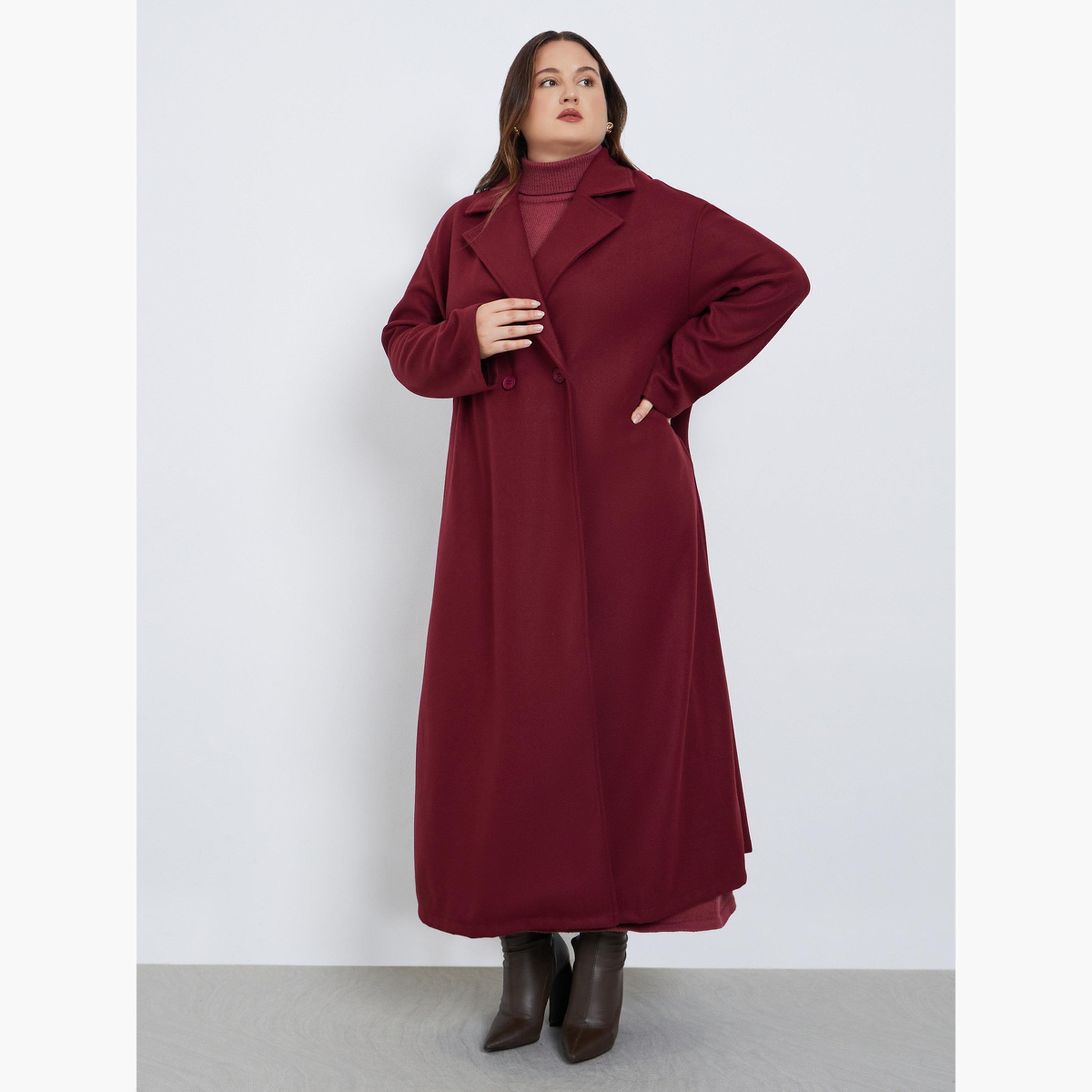 ستايلي - معطف بأزرار يشبه الصوف مقاس كبير وقصة عادية للنساء -women-clothing-coatsandjackets-coats-image-1