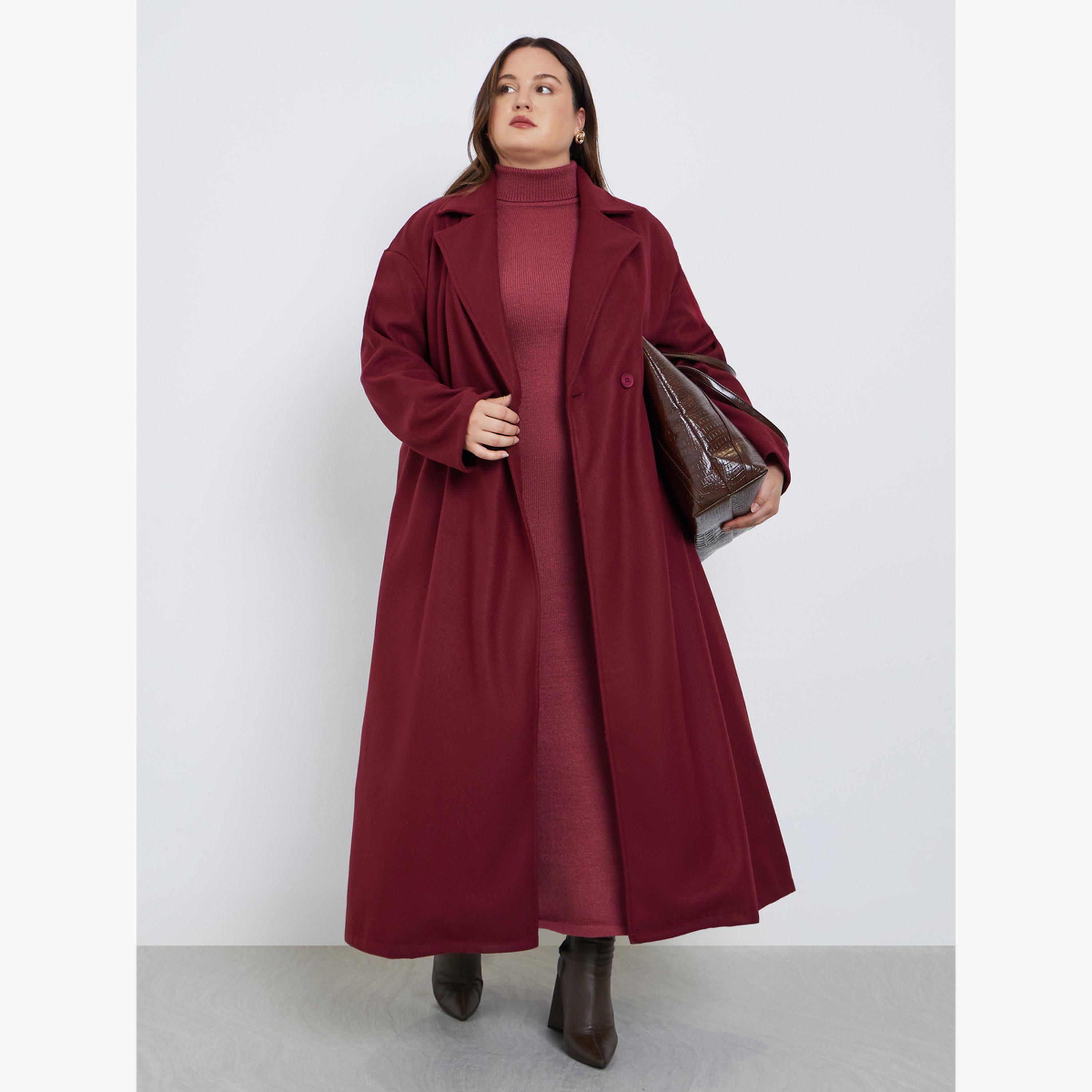 ستايلي - معطف بأزرار يشبه الصوف مقاس كبير وقصة عادية للنساء -women-clothing-coatsandjackets-coats-image-2