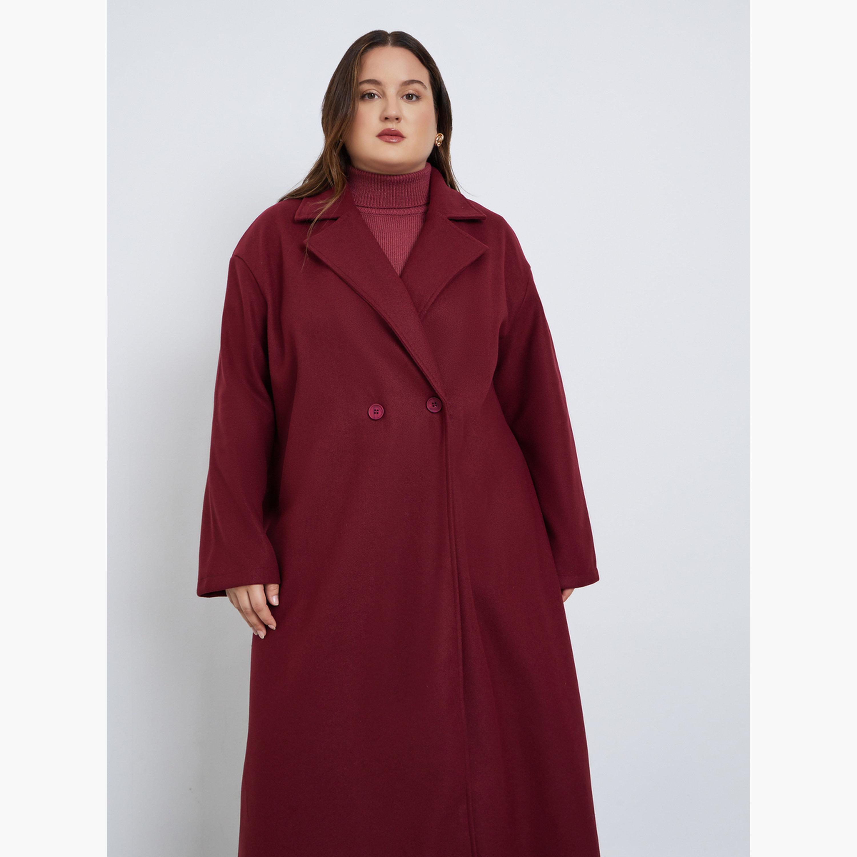 ستايلي - معطف بأزرار يشبه الصوف مقاس كبير وقصة عادية للنساء -women-clothing-coatsandjackets-coats-image-3