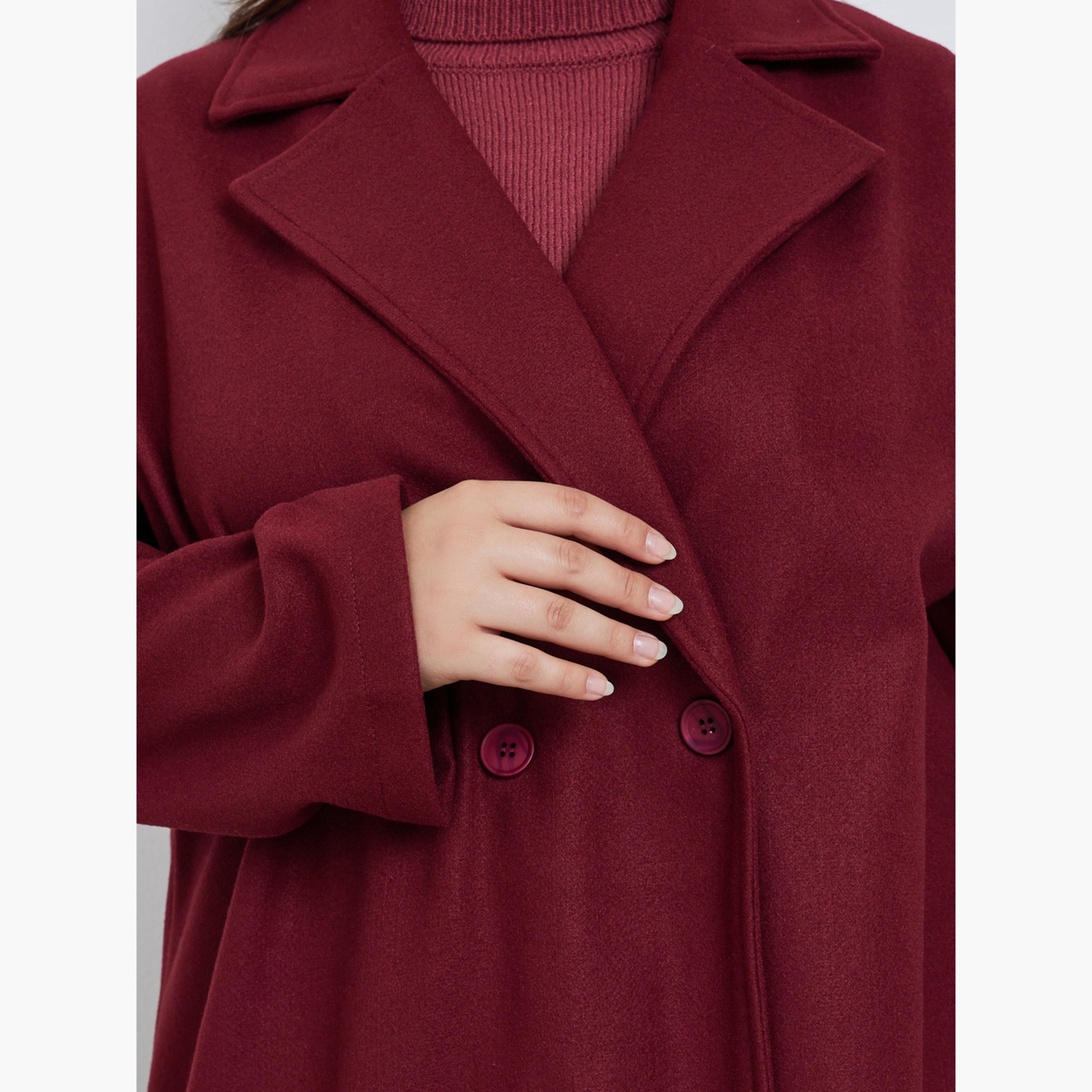 ستايلي - معطف بأزرار يشبه الصوف مقاس كبير وقصة عادية للنساء -women-clothing-coatsandjackets-coats-image-4