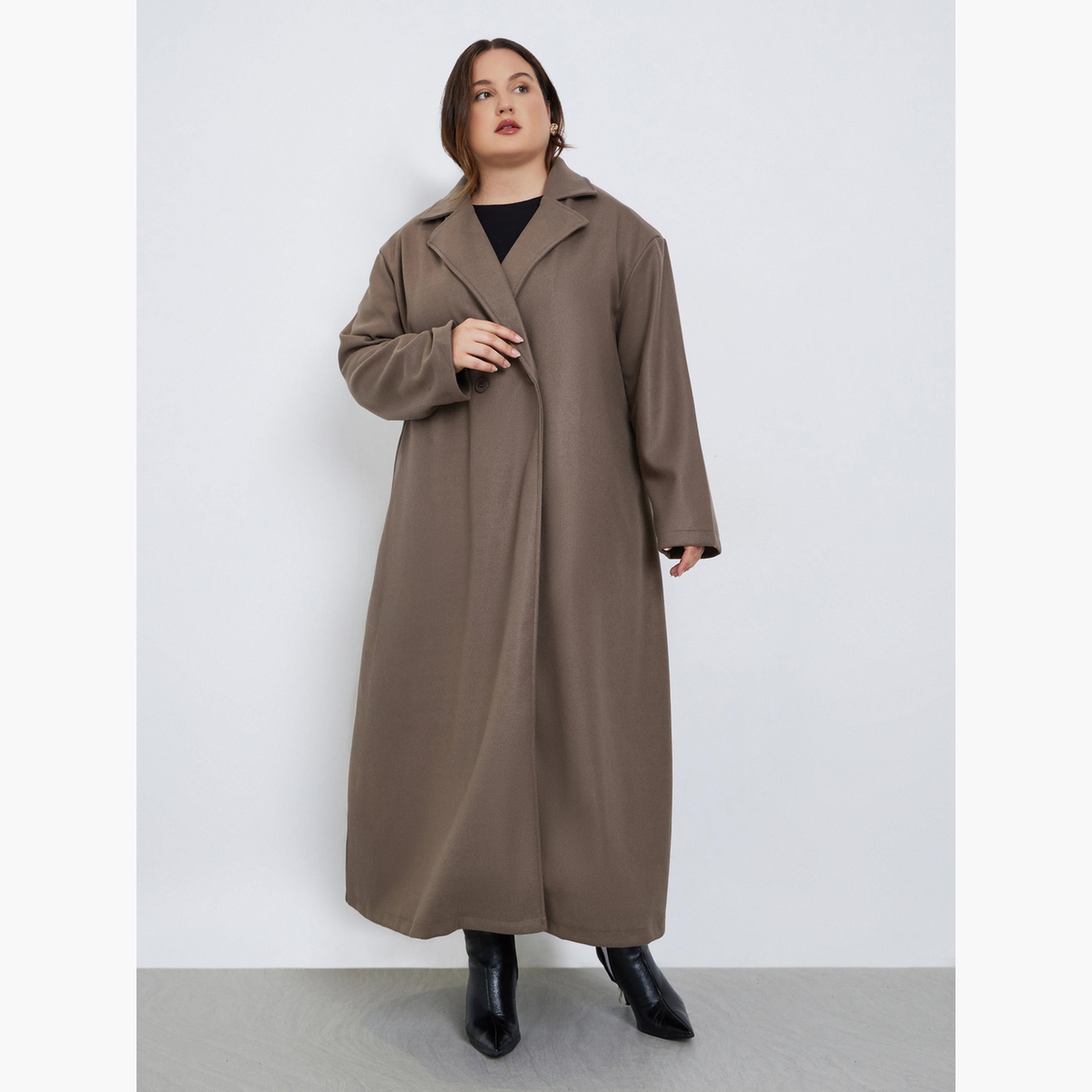 ستايلي - معطف بأزرار يشبه الصوف مقاس كبير وقصة عادية للنساء -women-clothing-coatsandjackets-coats-image-1