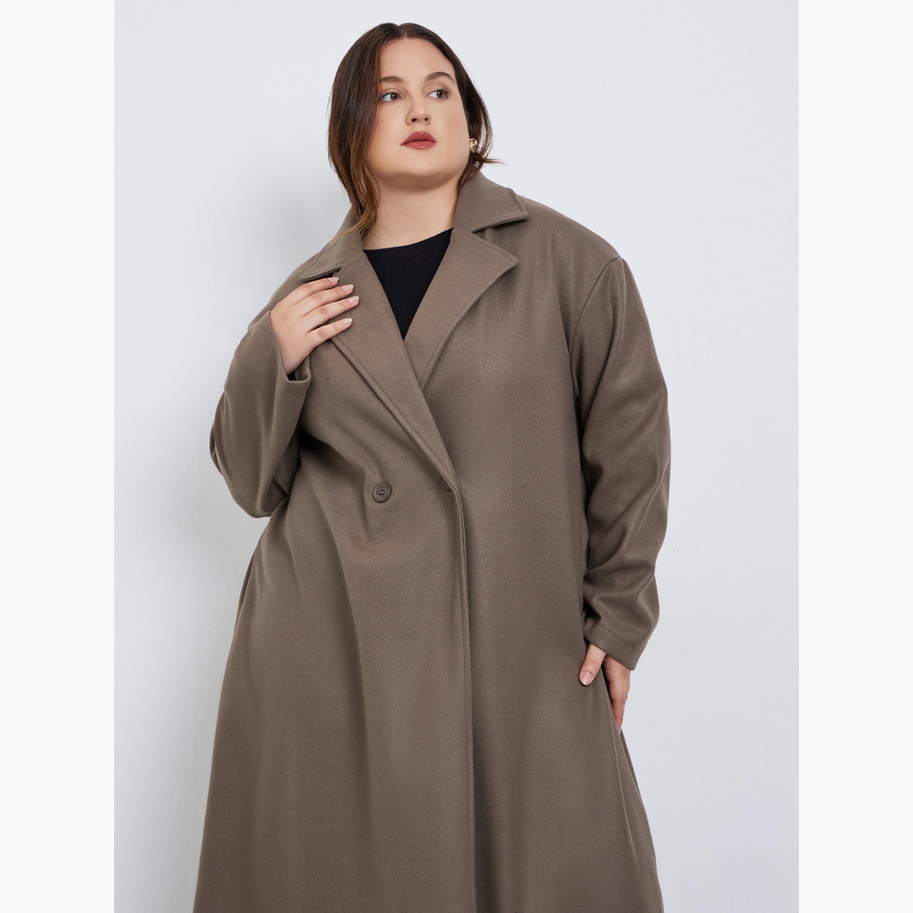 ستايلي - معطف بأزرار يشبه الصوف مقاس كبير وقصة عادية للنساء -women-clothing-coatsandjackets-coats-image-3