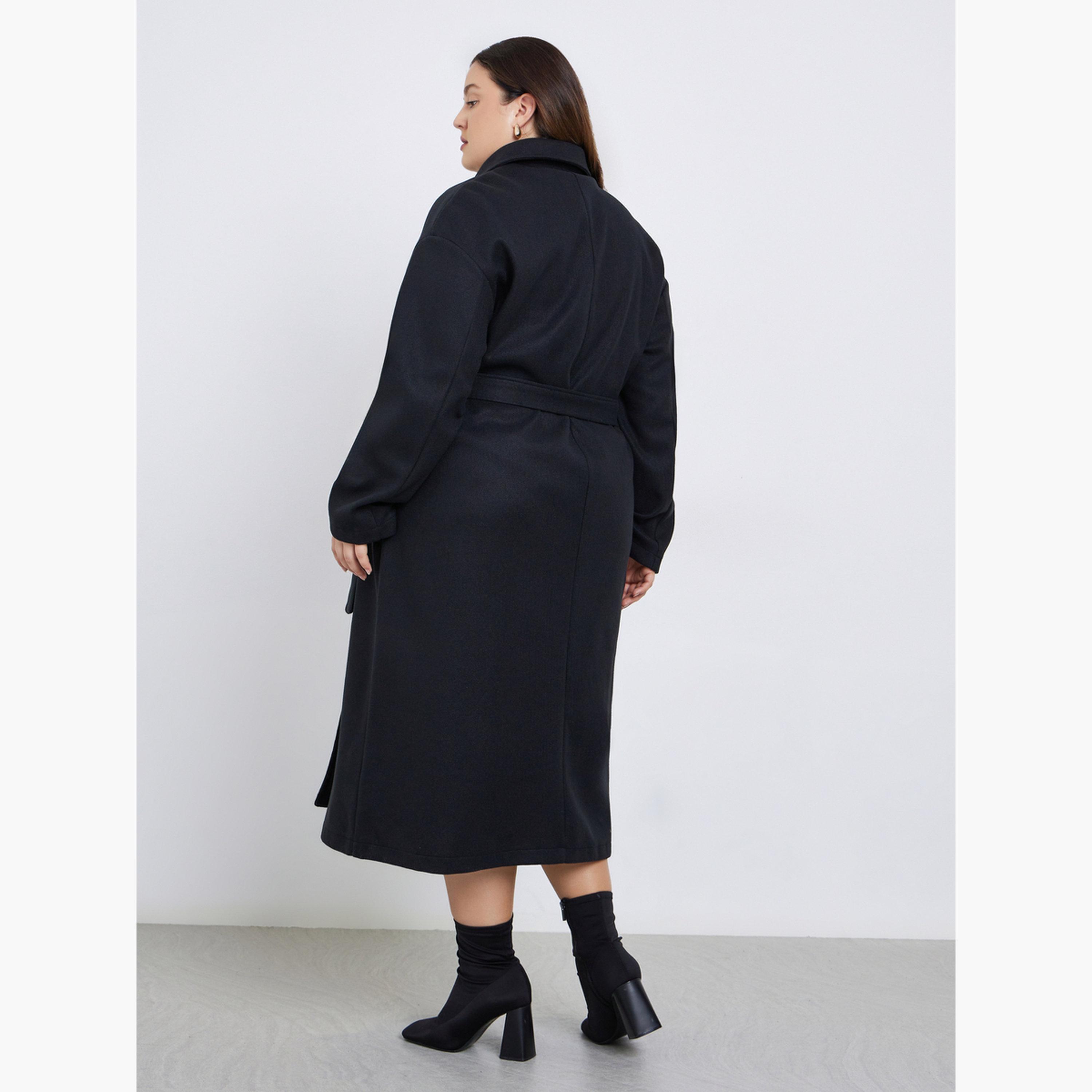 Styli Women Plus Size Midi Wool Like Belted Coat-women-clothing-coatsandjackets-coats-image-5