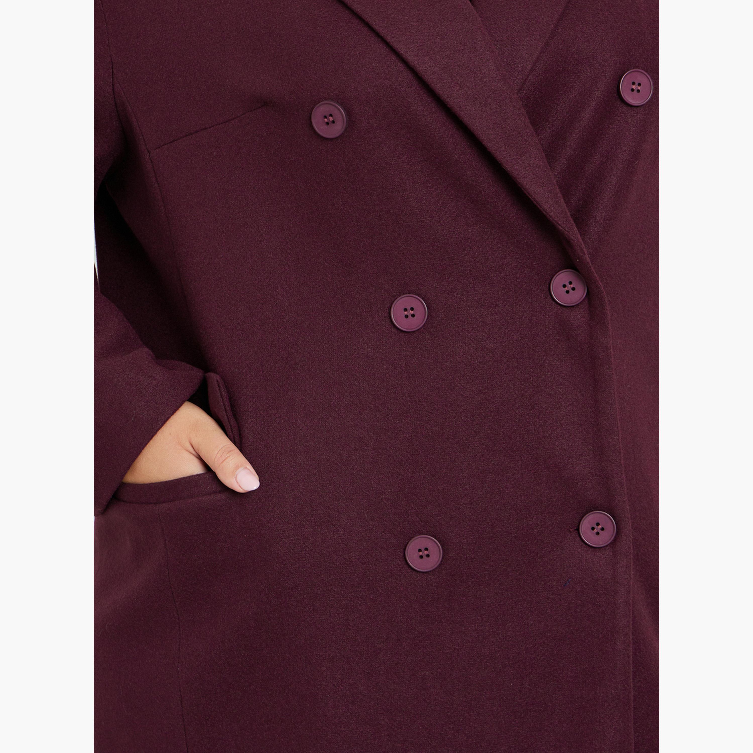 Styli Women Plus Size Burgundy Double Breasted Longline Coat-women-clothing-coatsandjackets-coats-image-3