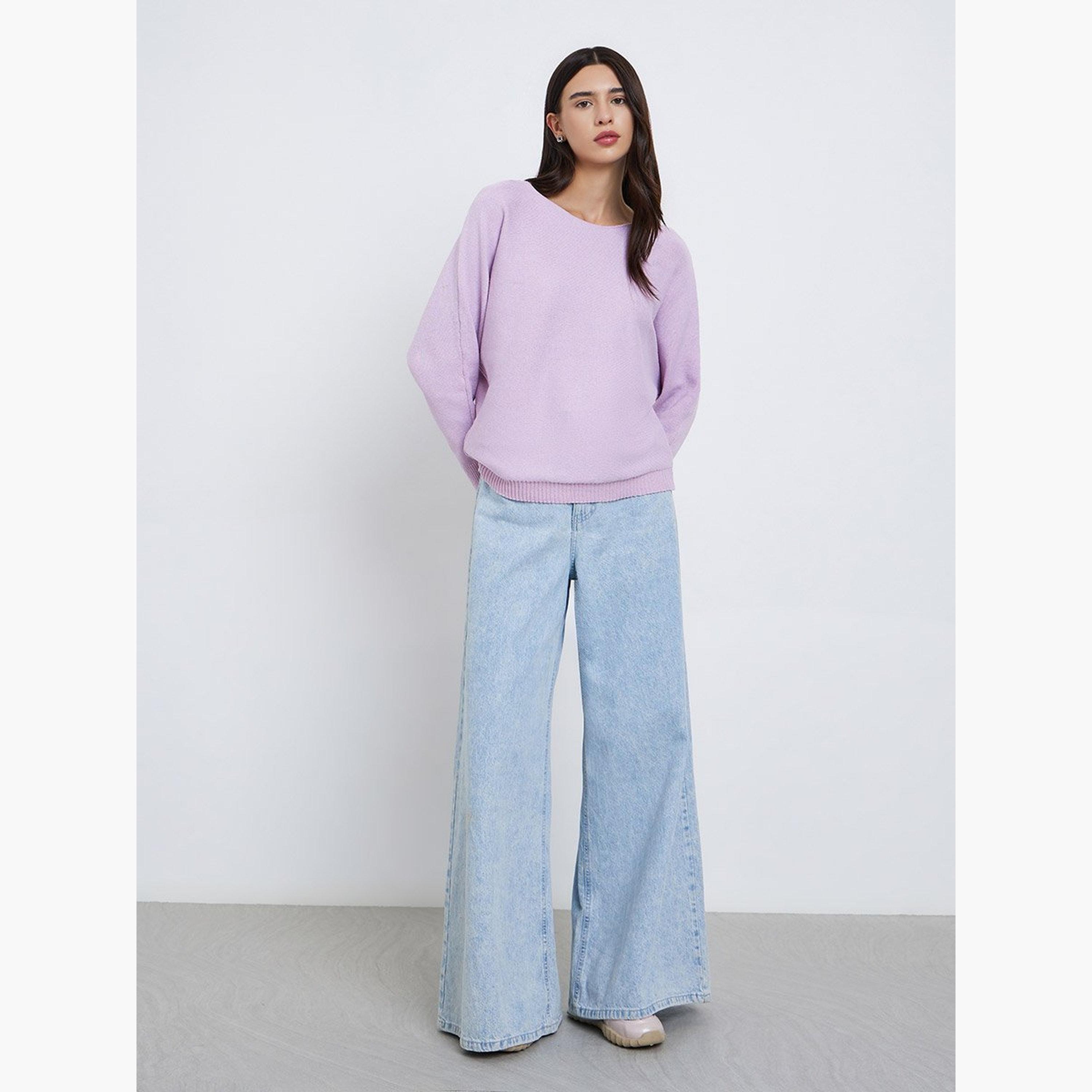 Take Two Purple Knit Relaxed Fit Sweater-women-winterwear-cardigansandjumpers-jumpers-image-2