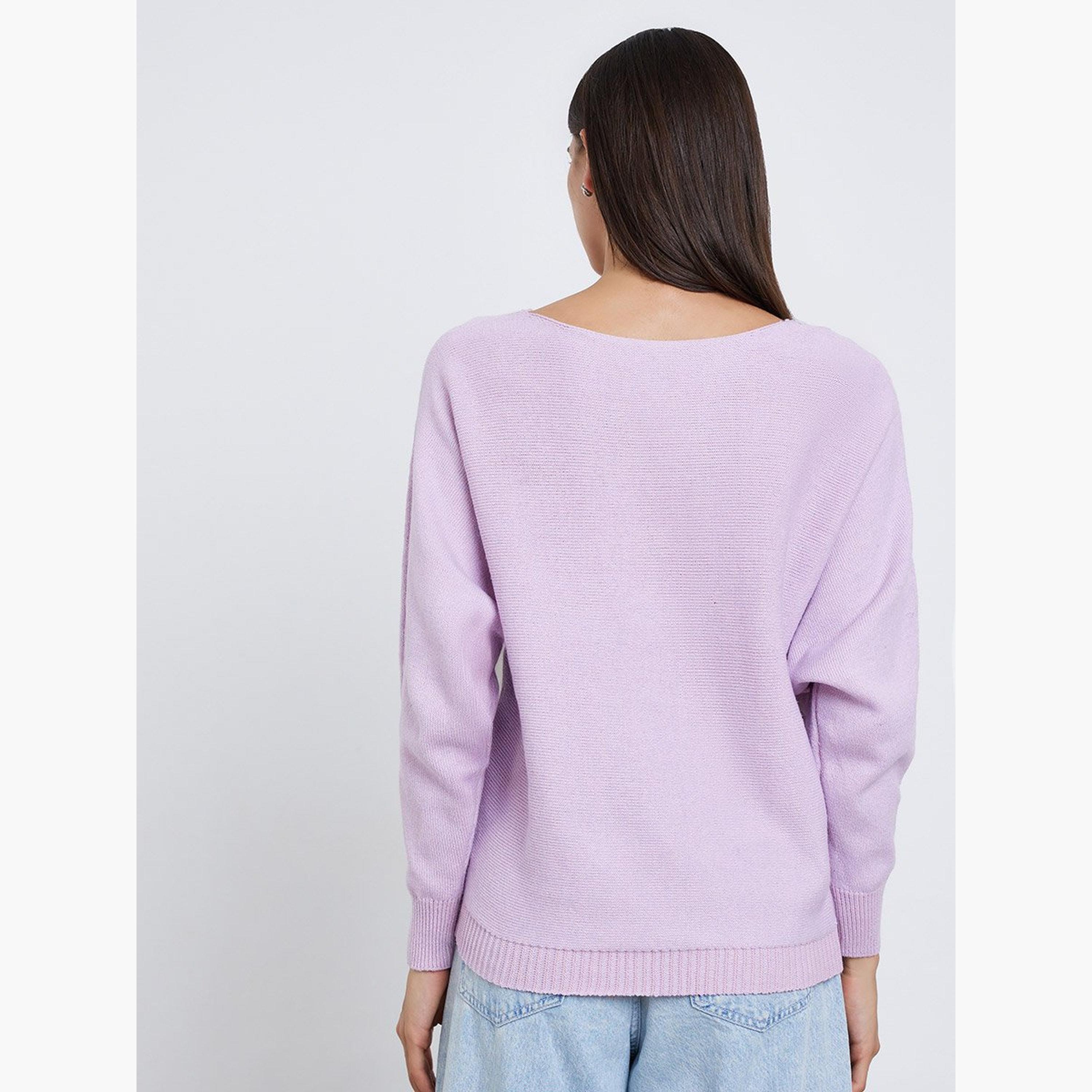 تيك تو - سترة أرجوانية محبوكة قصّة قصّة مريحةة-women-winterwear-cardigansandjumpers-jumpers-image-5