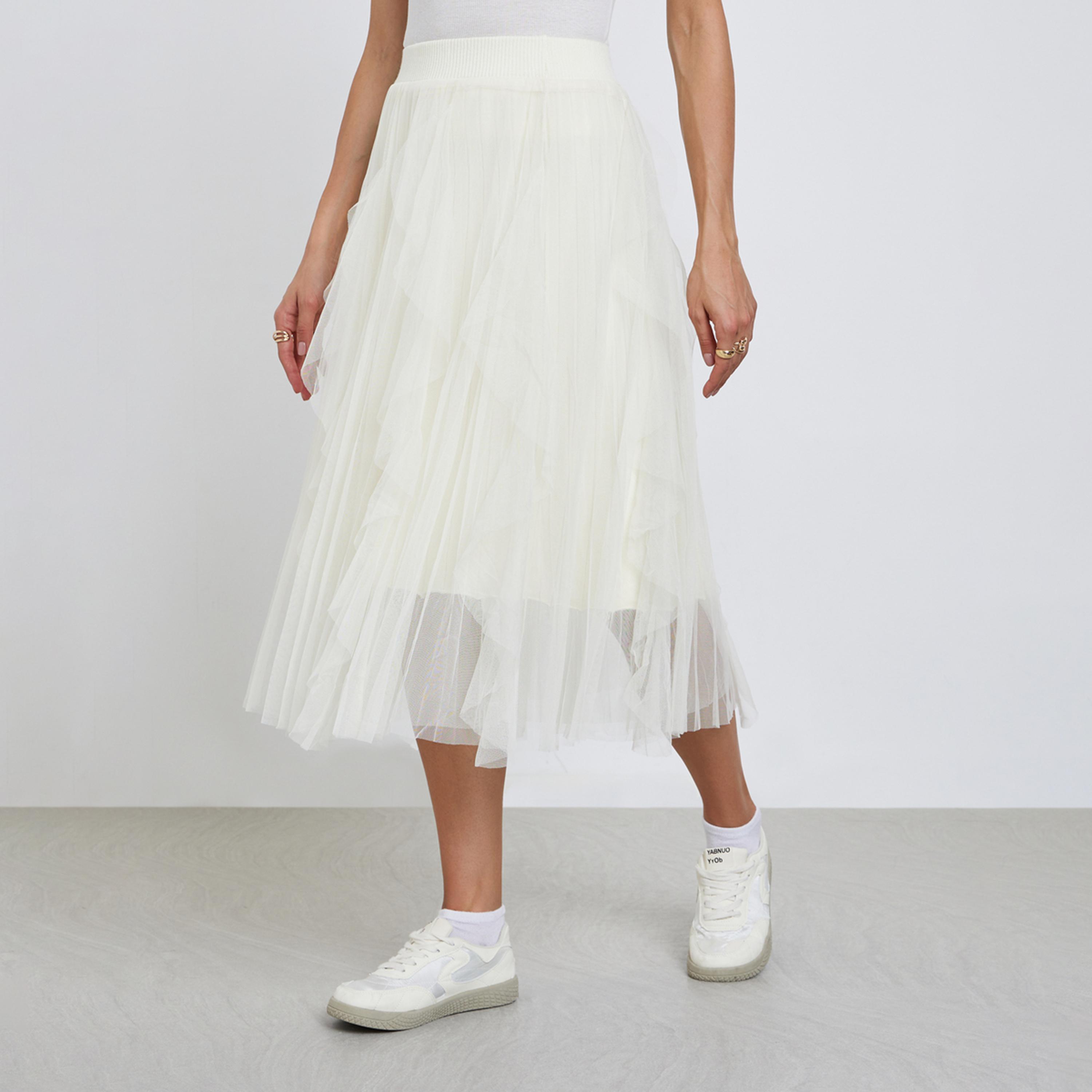 Styli Off White Tulle Mesh Midi Skirt-women-clothing-bottoms-skirts-image-1