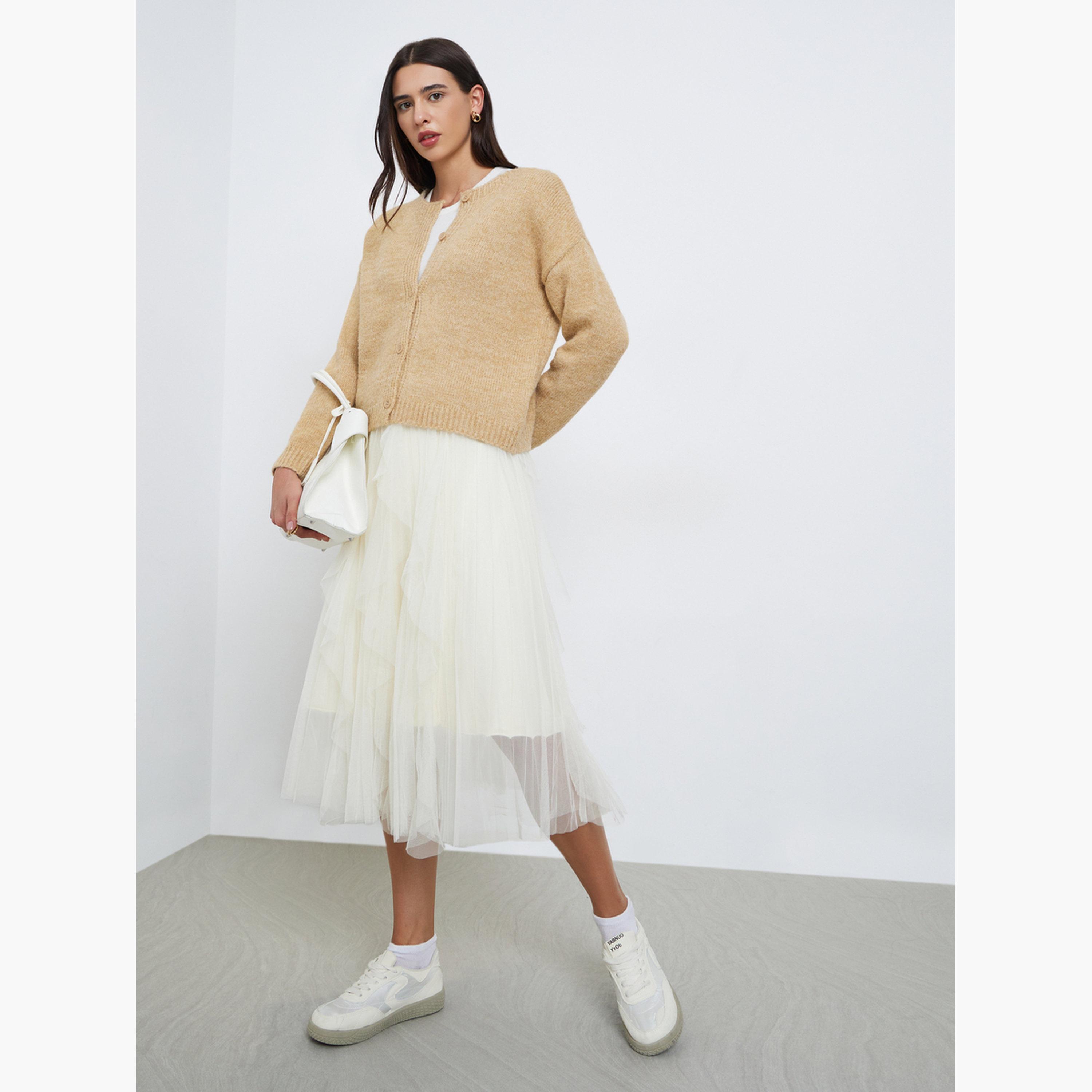 Styli Off White Tulle Mesh Midi Skirt-women-clothing-bottoms-skirts-image-2