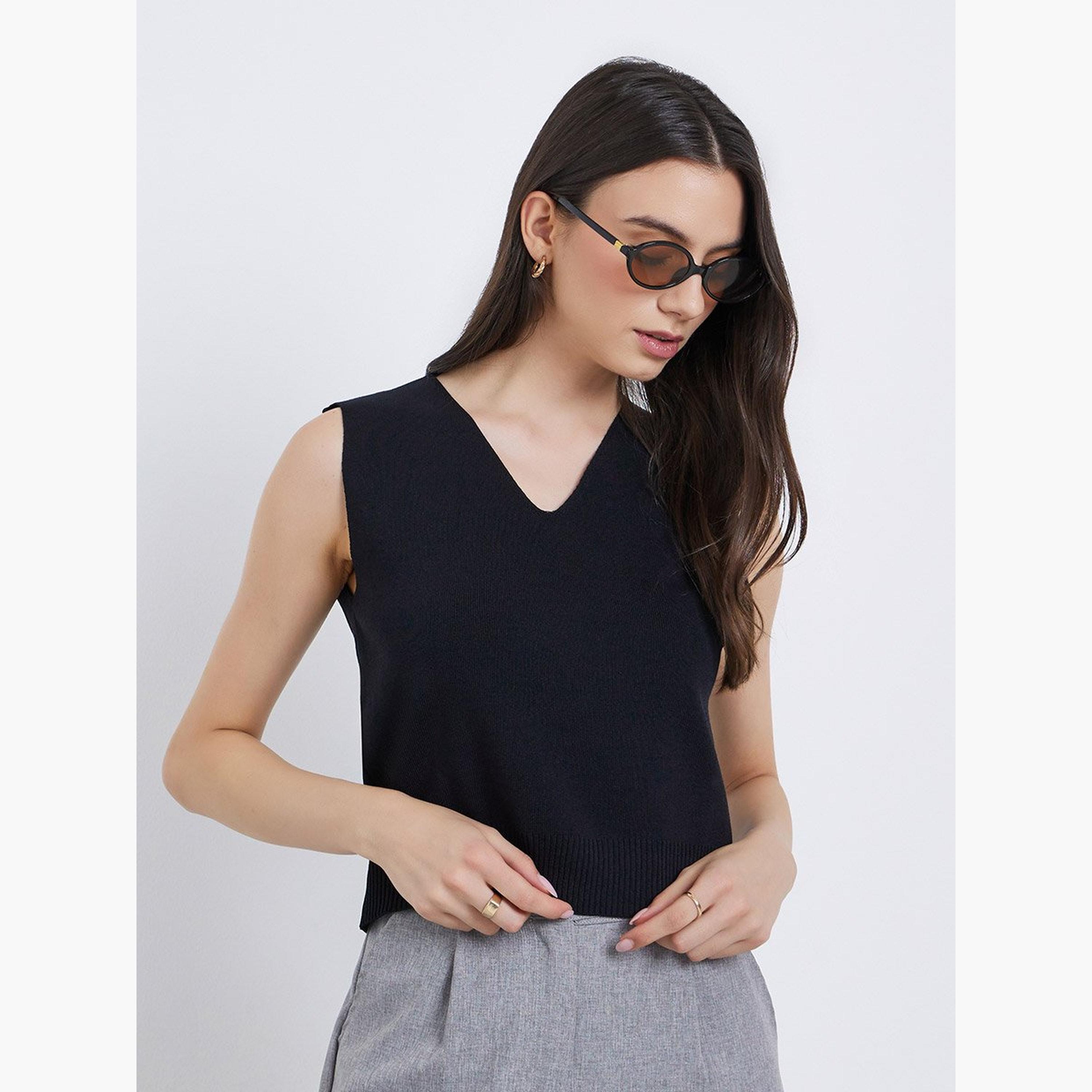 Take Two Women Solid Casual Knit Top-women-clothing-tshirts-image-1