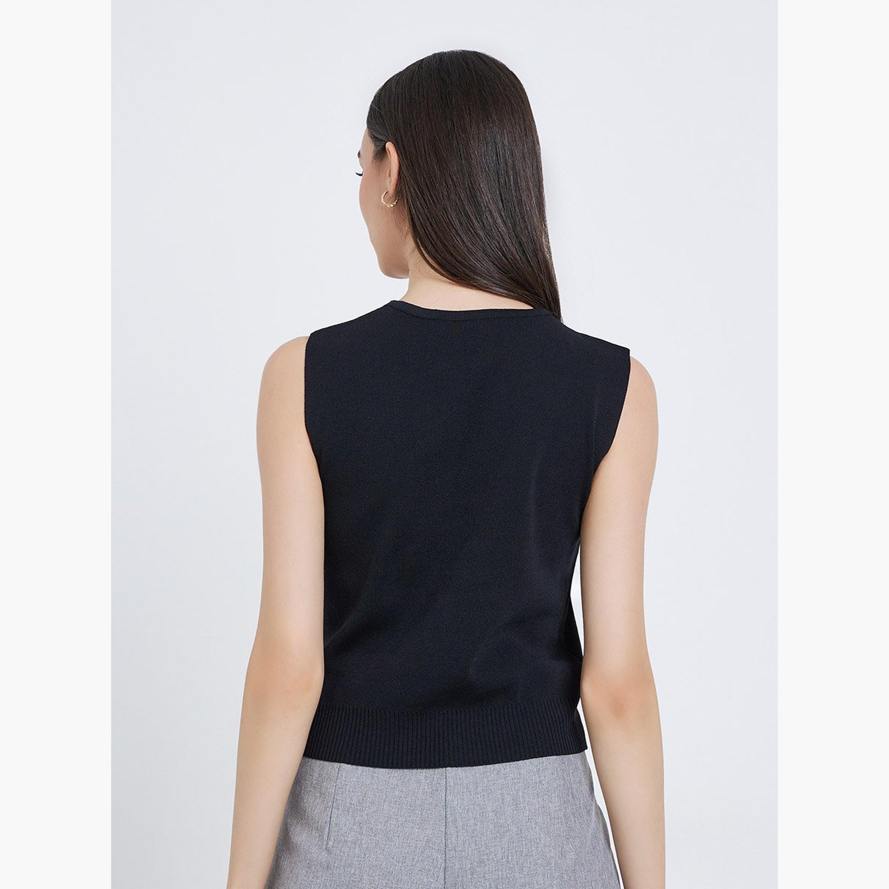 تيك تو - بلوزة للنساء محبوكة سادة كاجوال-women-clothing-tshirts-image-1