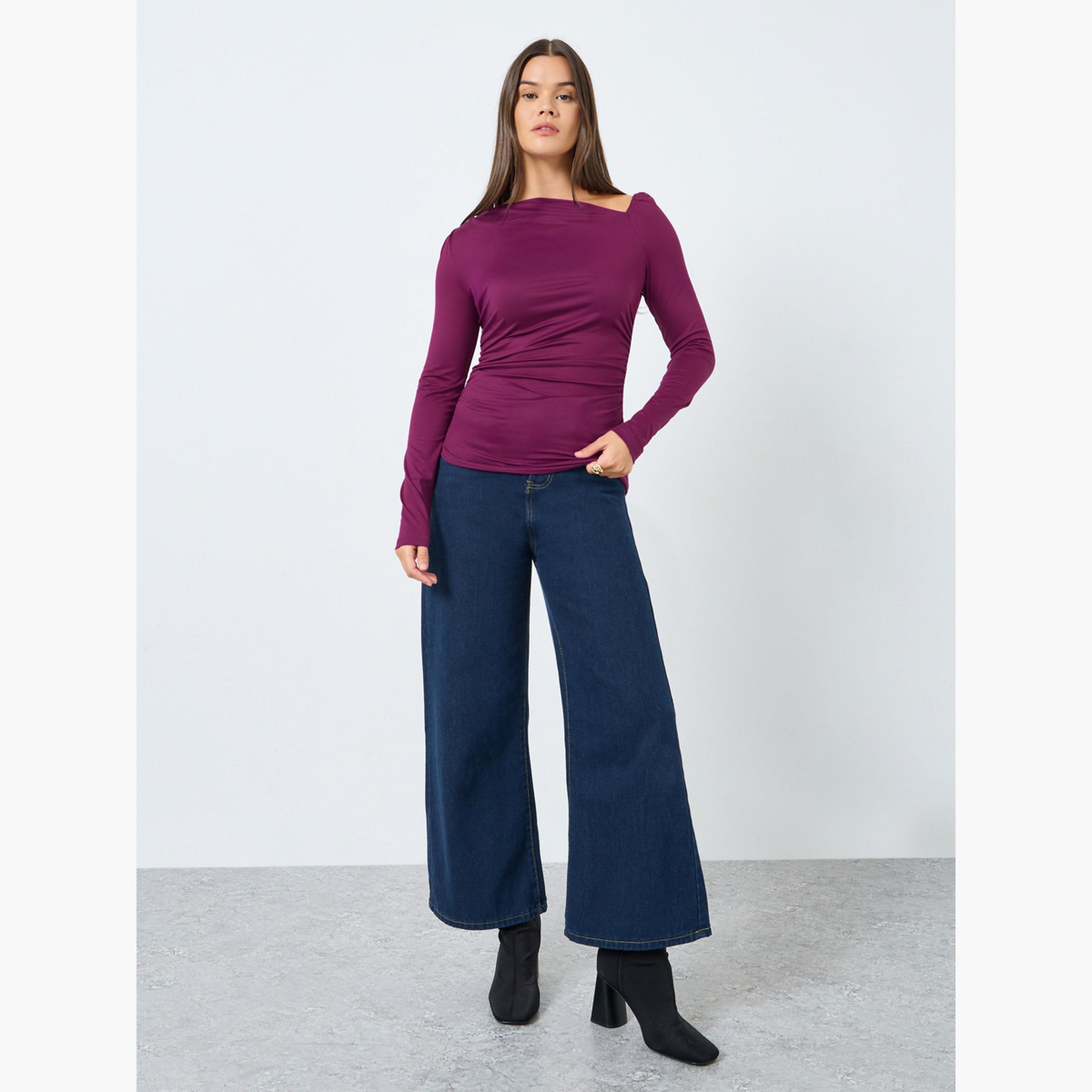 ستايلي - بلوزة محبوكة أرجوانية برقبة غير متماثلة-women-clothing-shirtsandblouses-blouses-image-2