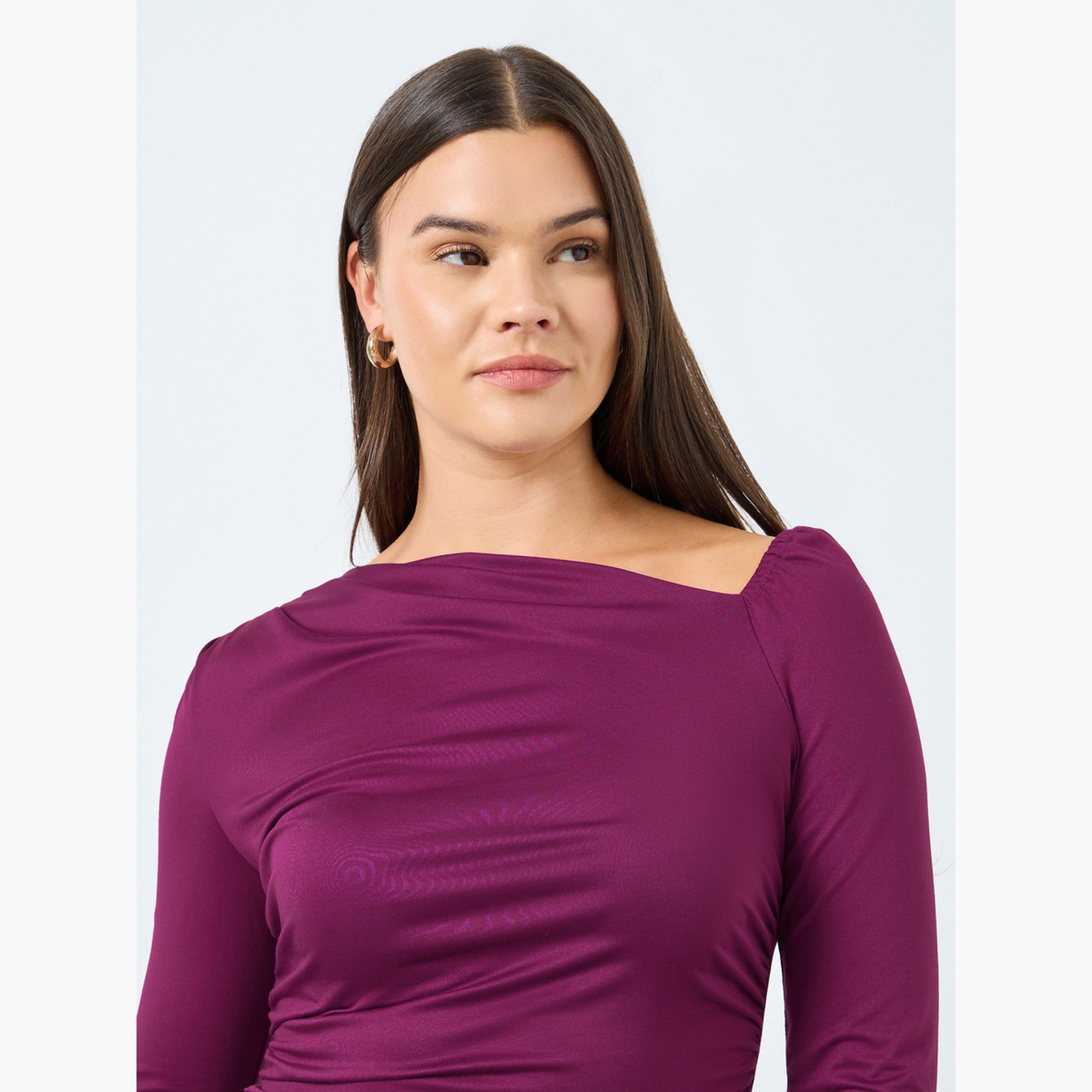 ستايلي - بلوزة محبوكة أرجوانية برقبة غير متماثلة-women-clothing-shirtsandblouses-blouses-image-3