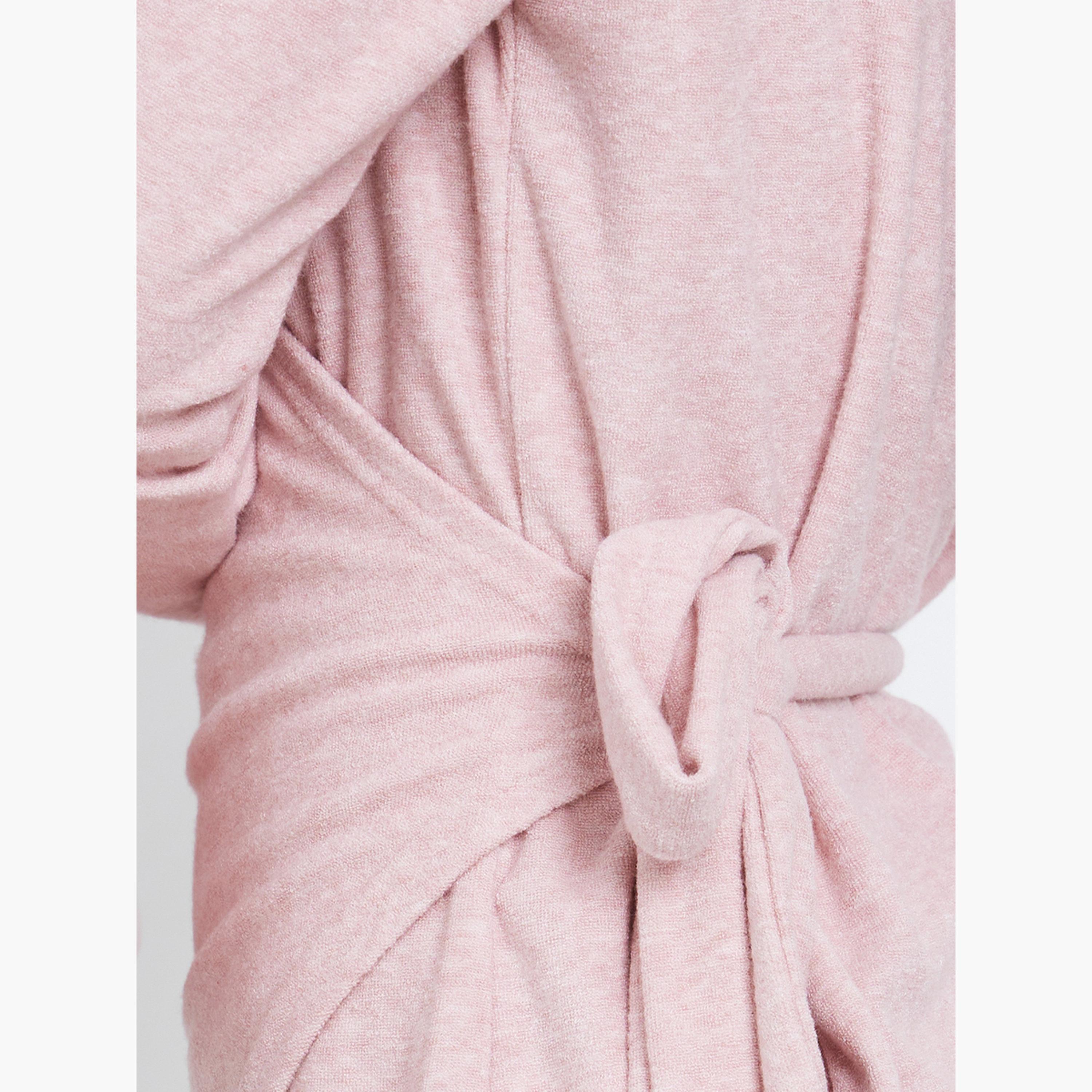 Styli Pink Plain Long Sleeve Wrap Knit Top-women-clothing-shirtsandblouses-blouses-image-3
