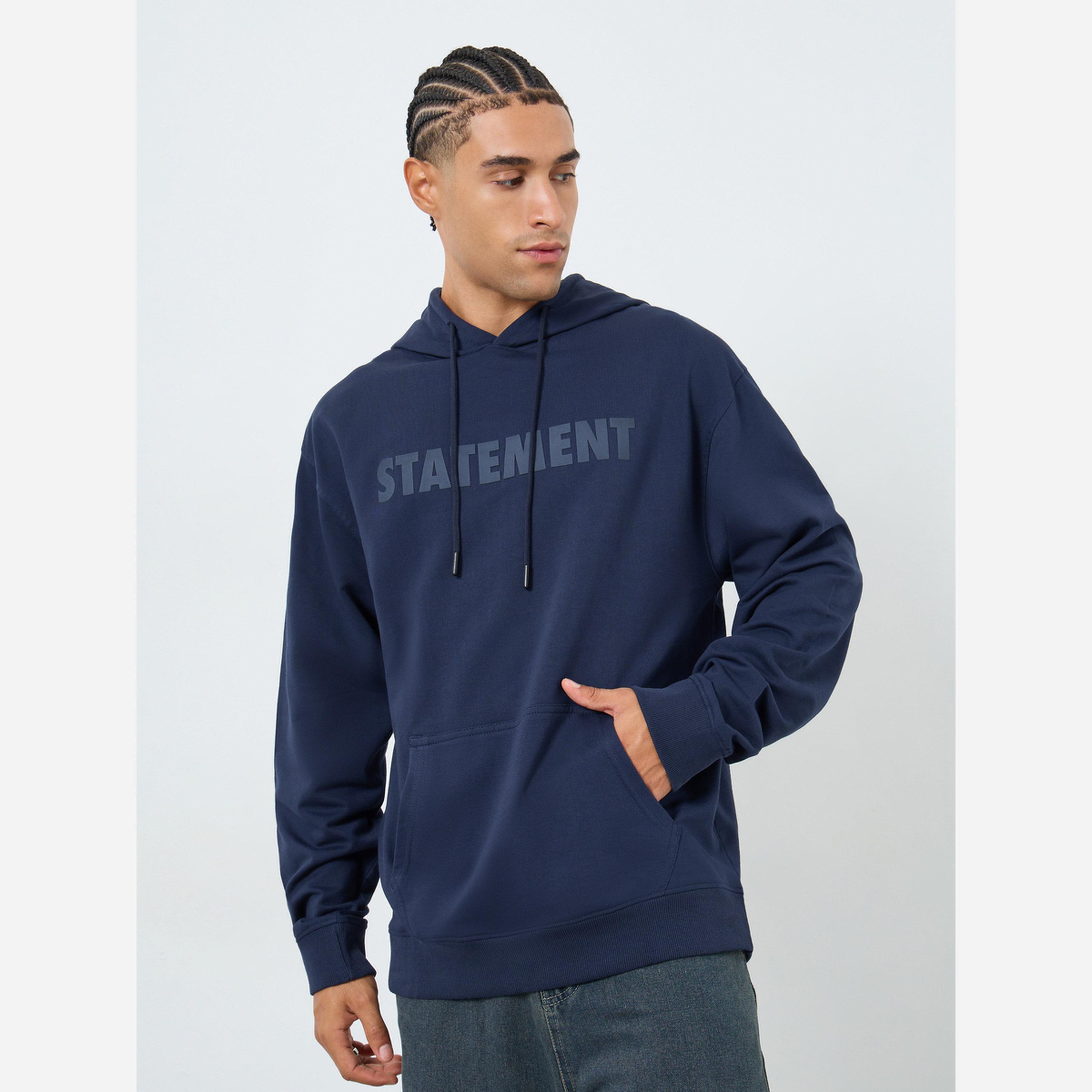 Styli Men Navy Relaxed Fit HD Print Hoodie-men-winterwear-hoodiesandsweatshirts-image-1