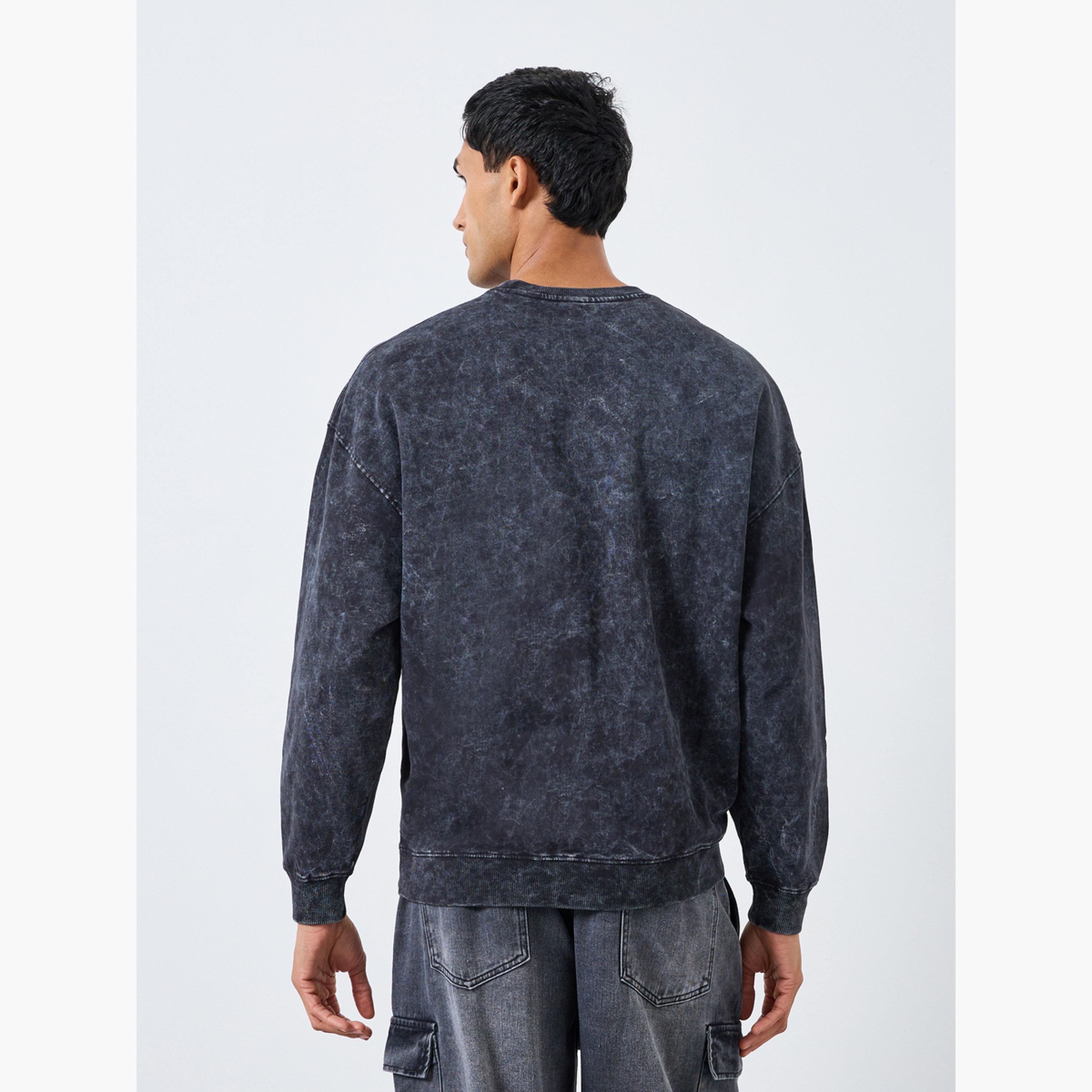 Styli Men Black Washed Oversized Sweatshirt-men-winterwear-hoodiesandsweatshirts-image-3