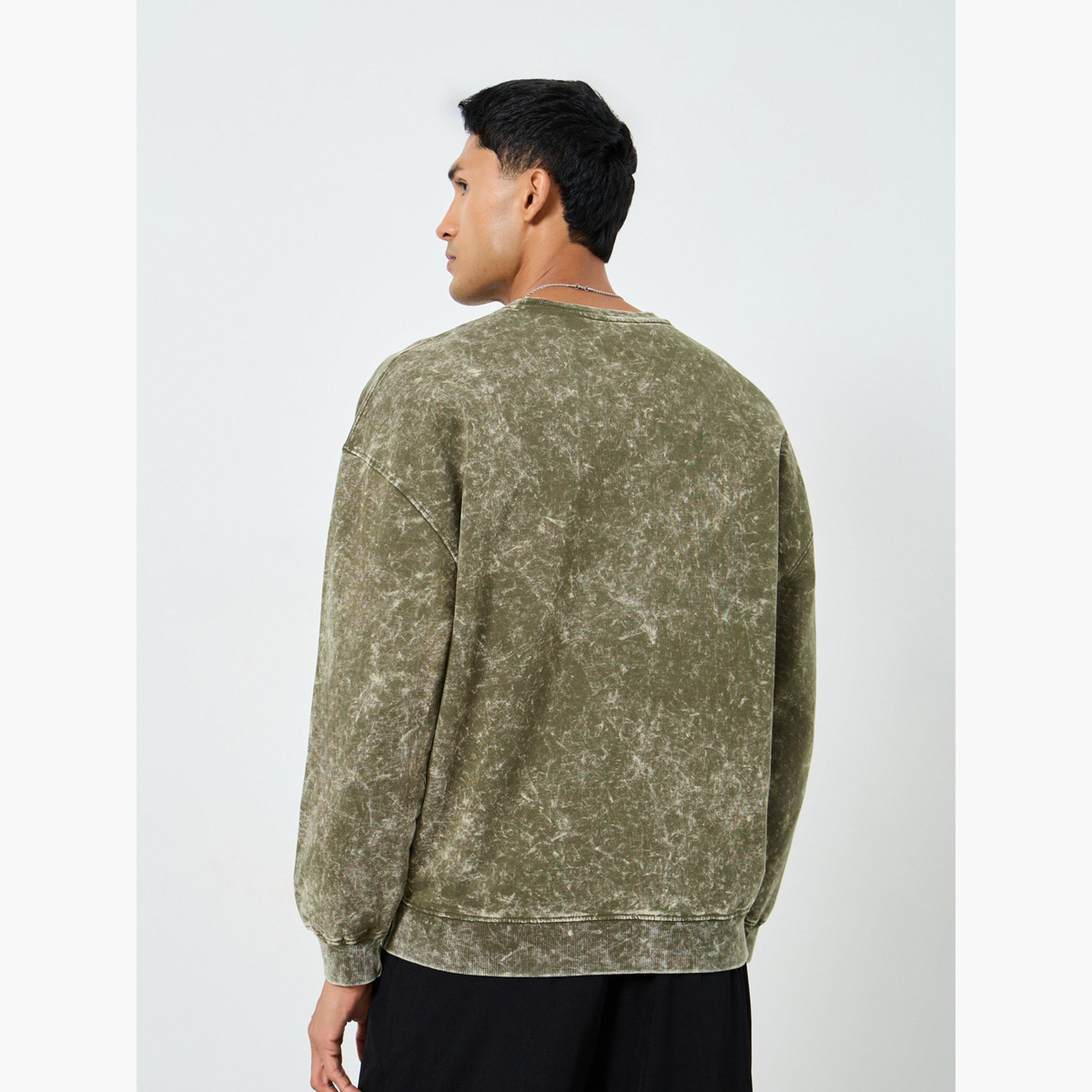 Styli Men Olive Washed Oversized Sweatshirt-men-winterwear-hoodiesandsweatshirts-image-4