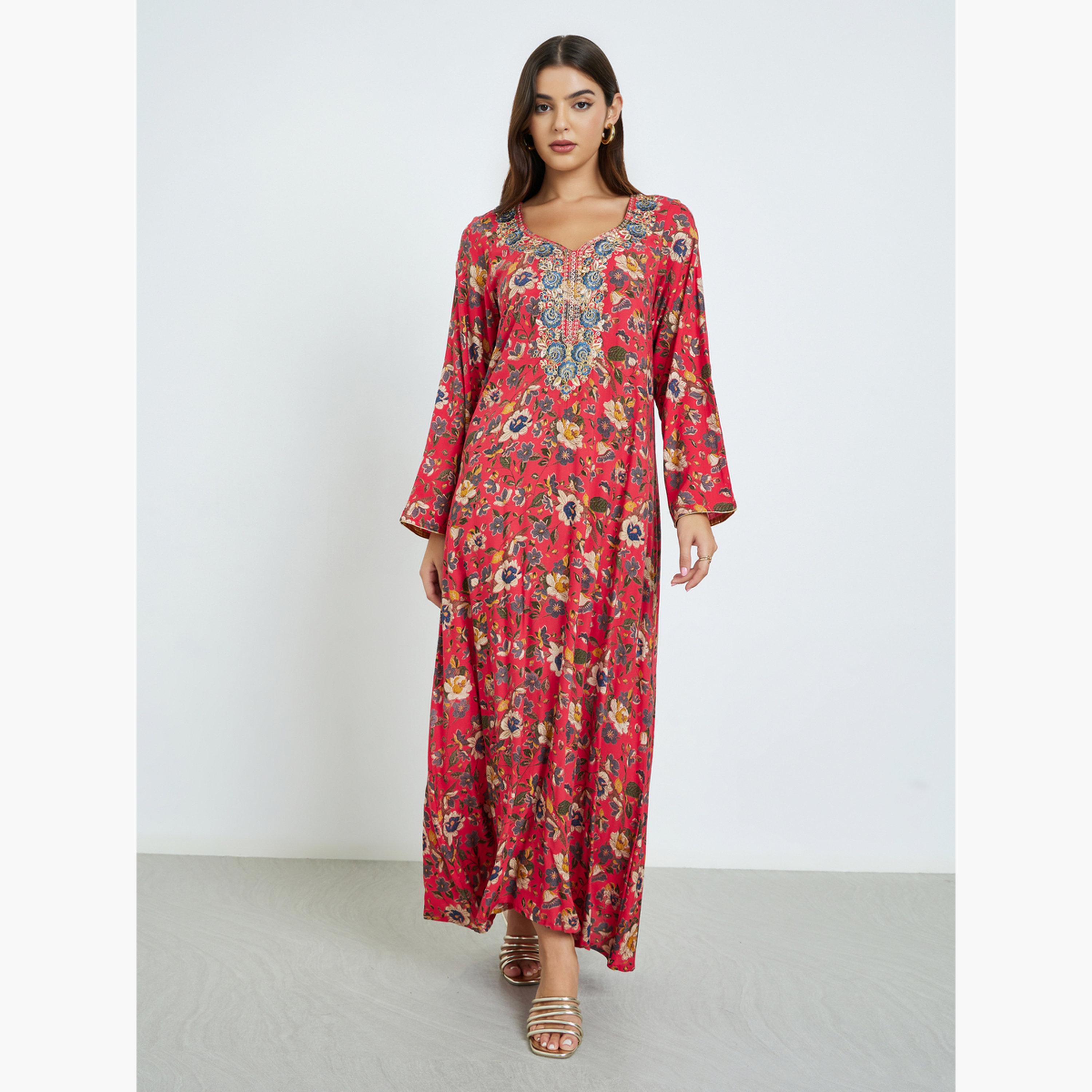 Maxim Creation Thread Embroidery A-Line Jalabiya-women-arabicclothing-jalabiyas-image-1