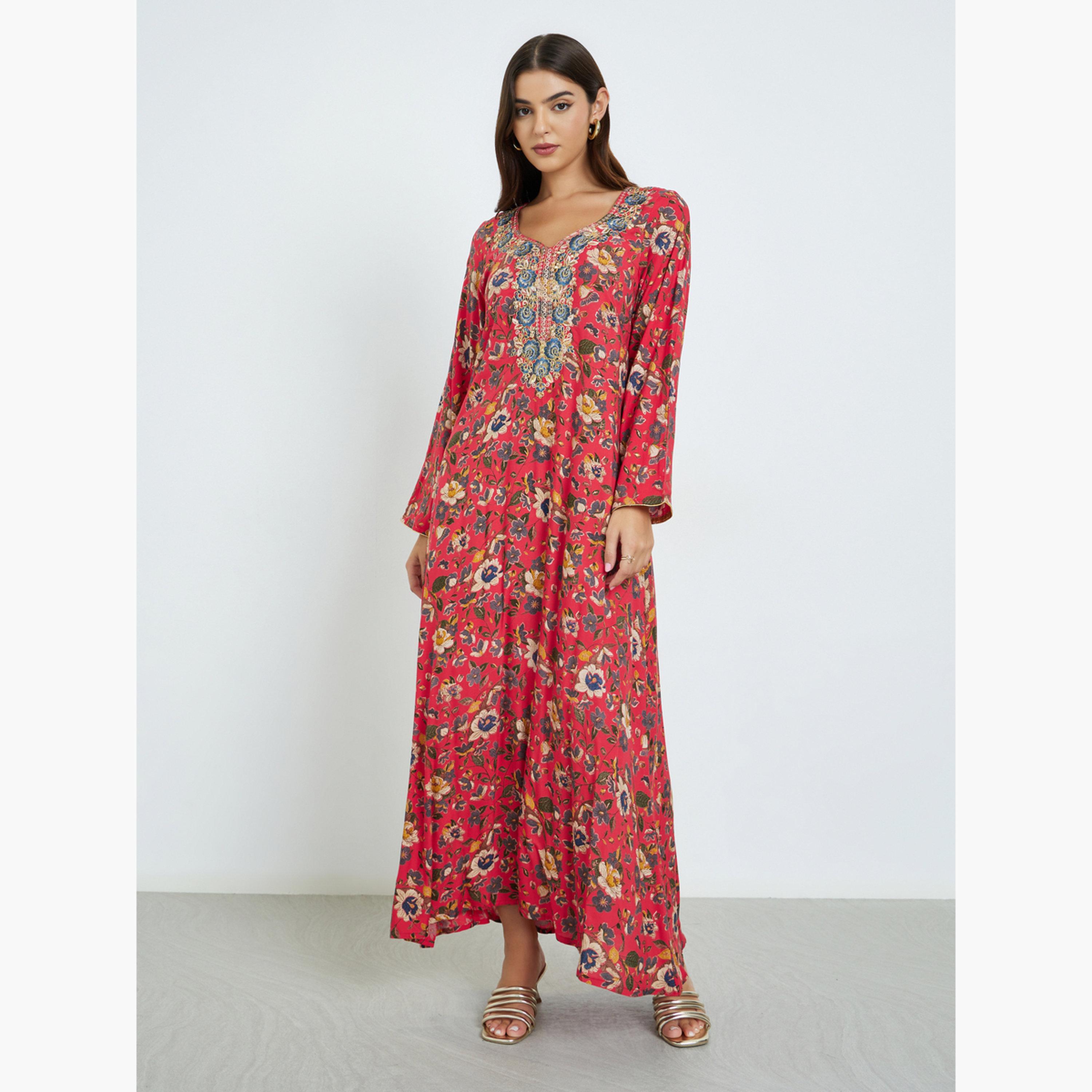 Maxim Creation Thread Embroidery A-Line Jalabiya-women-arabicclothing-jalabiyas-image-2