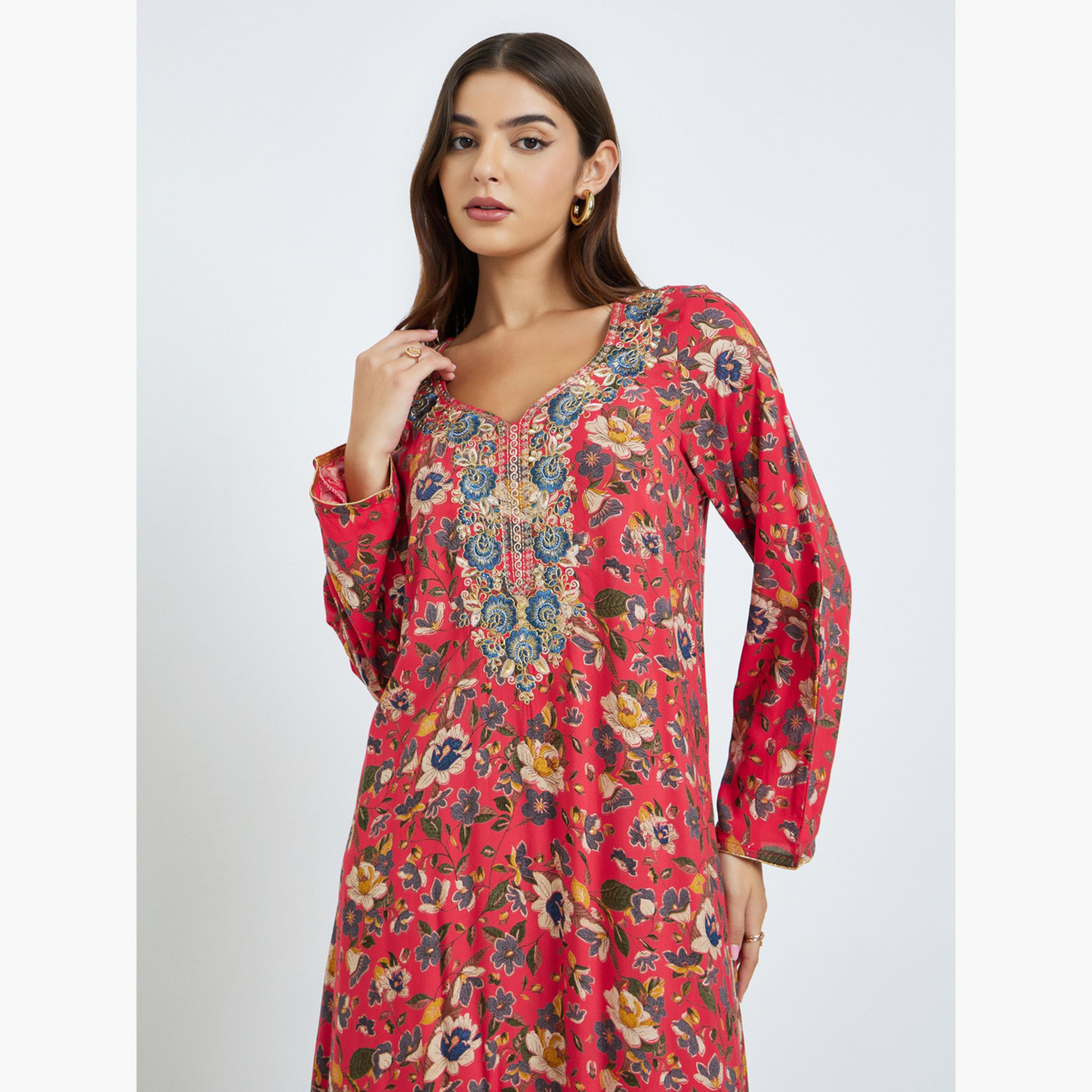 Maxim Creation Thread Embroidery A-Line Jalabiya-women-arabicclothing-jalabiyas-image-3