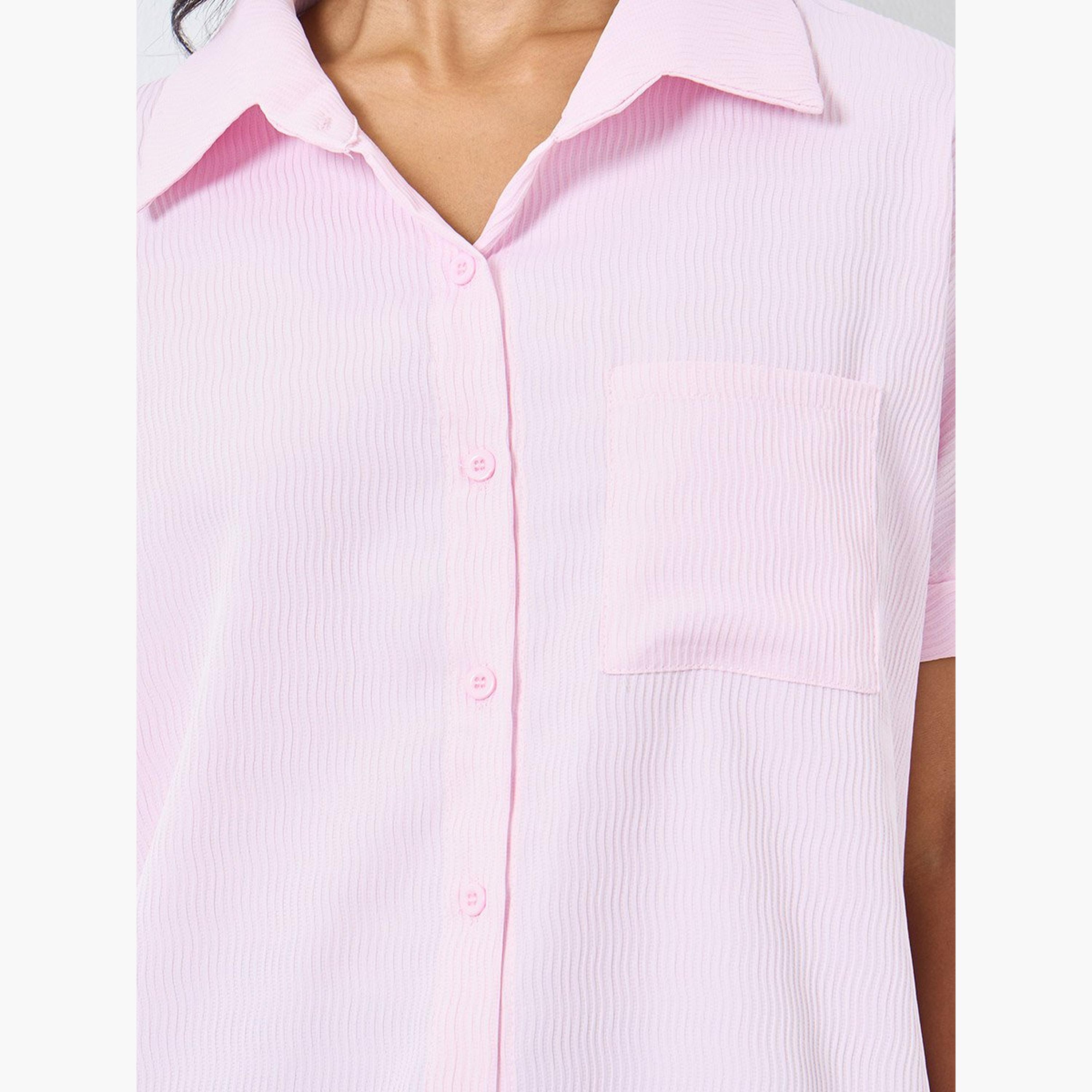 Take Two Pink Striped Short Sleeve Shirt-women-clothing-shirtsandblouses-shirts-image-3