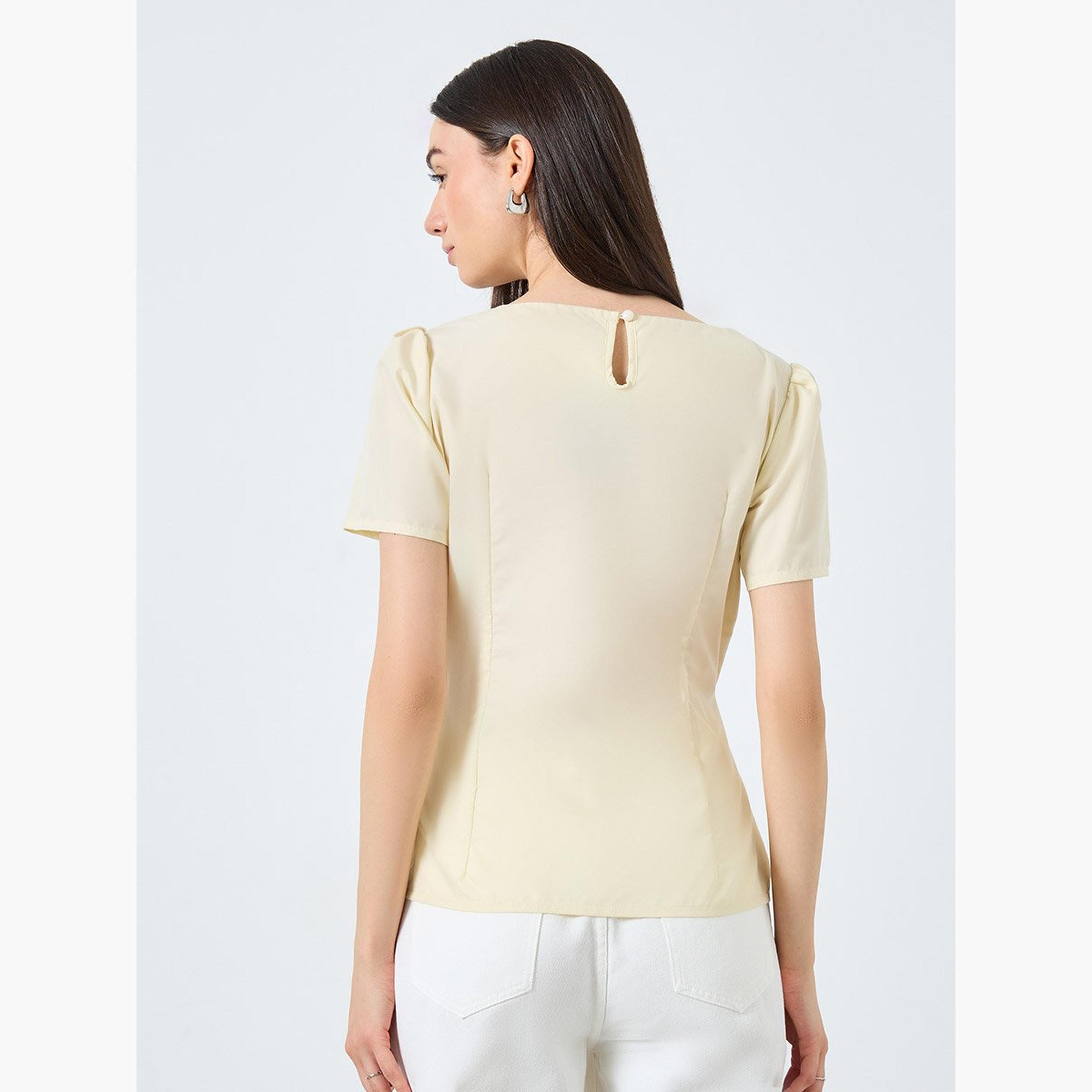 Take Two Solid Puff Sleeves Top with Belt-women-clothing-shirtsandblouses-blouses-image-4