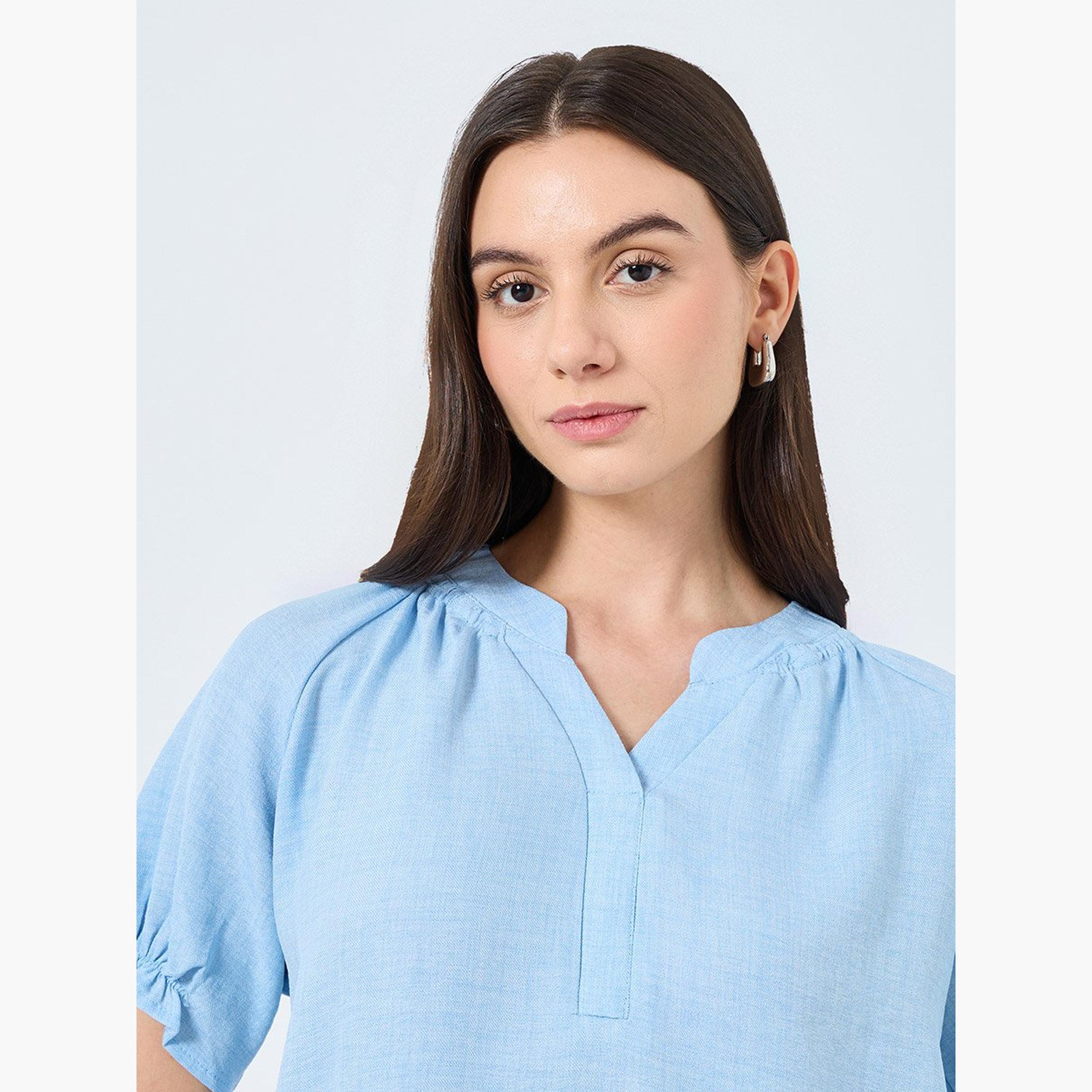 Take Two Solid V-Neck Puff Sleeve Blouse-women-clothing-shirtsandblouses-blouses-image-3