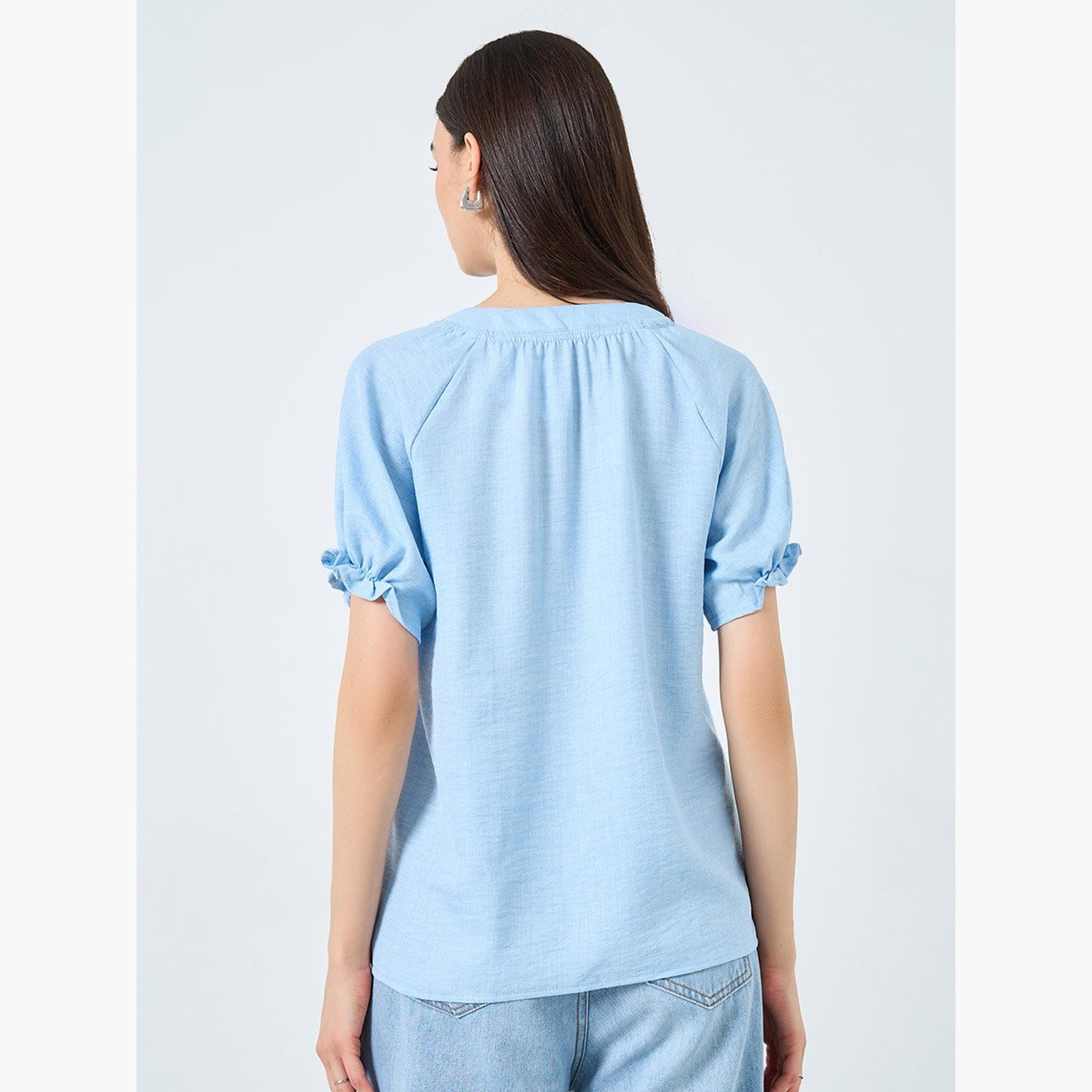 Take Two Solid V-Neck Puff Sleeve Blouse-women-clothing-shirtsandblouses-blouses-image-4