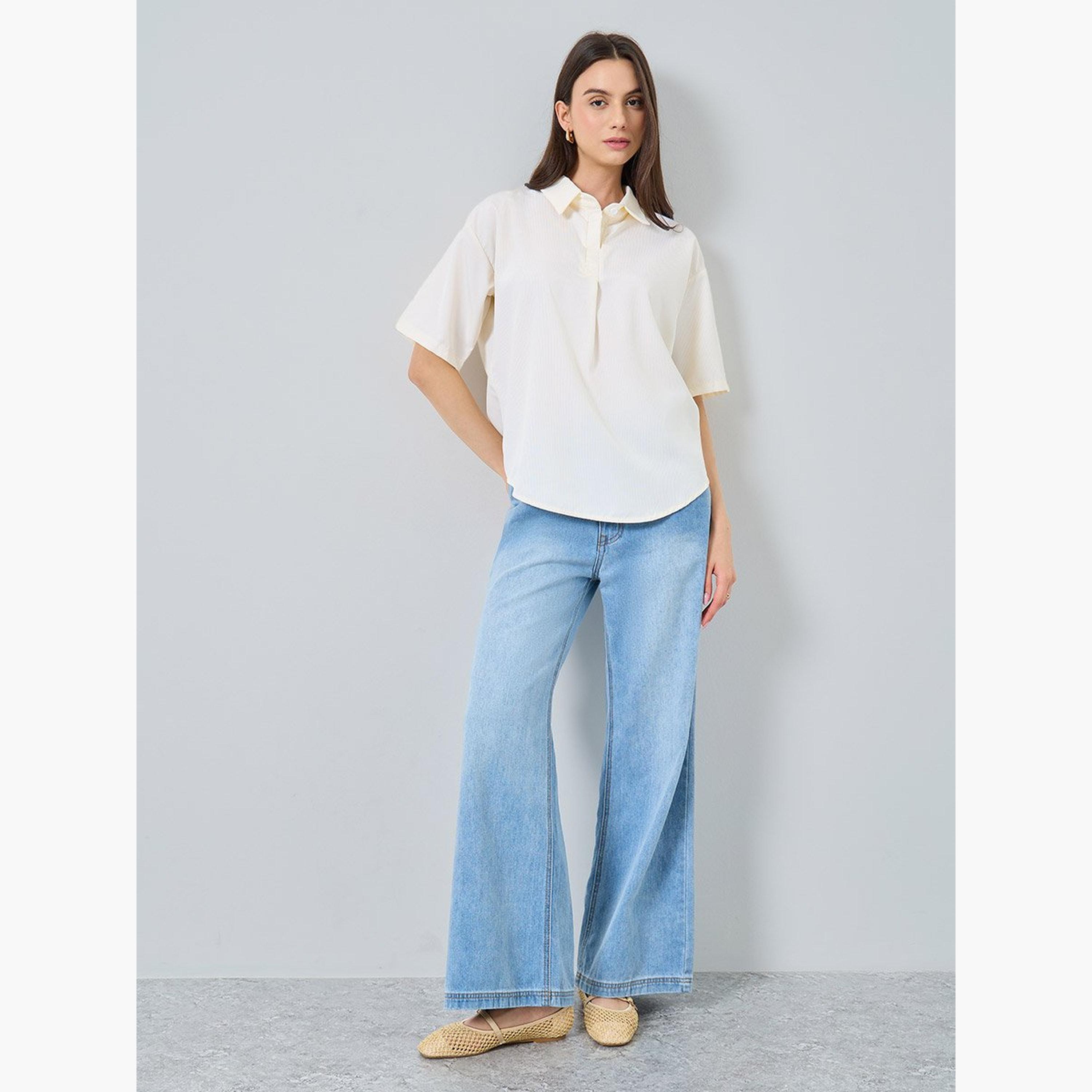 Take Two Oversized Spread Collar Short Sleeve Blouse-women-clothing-shirtsandblouses-blouses-image-2