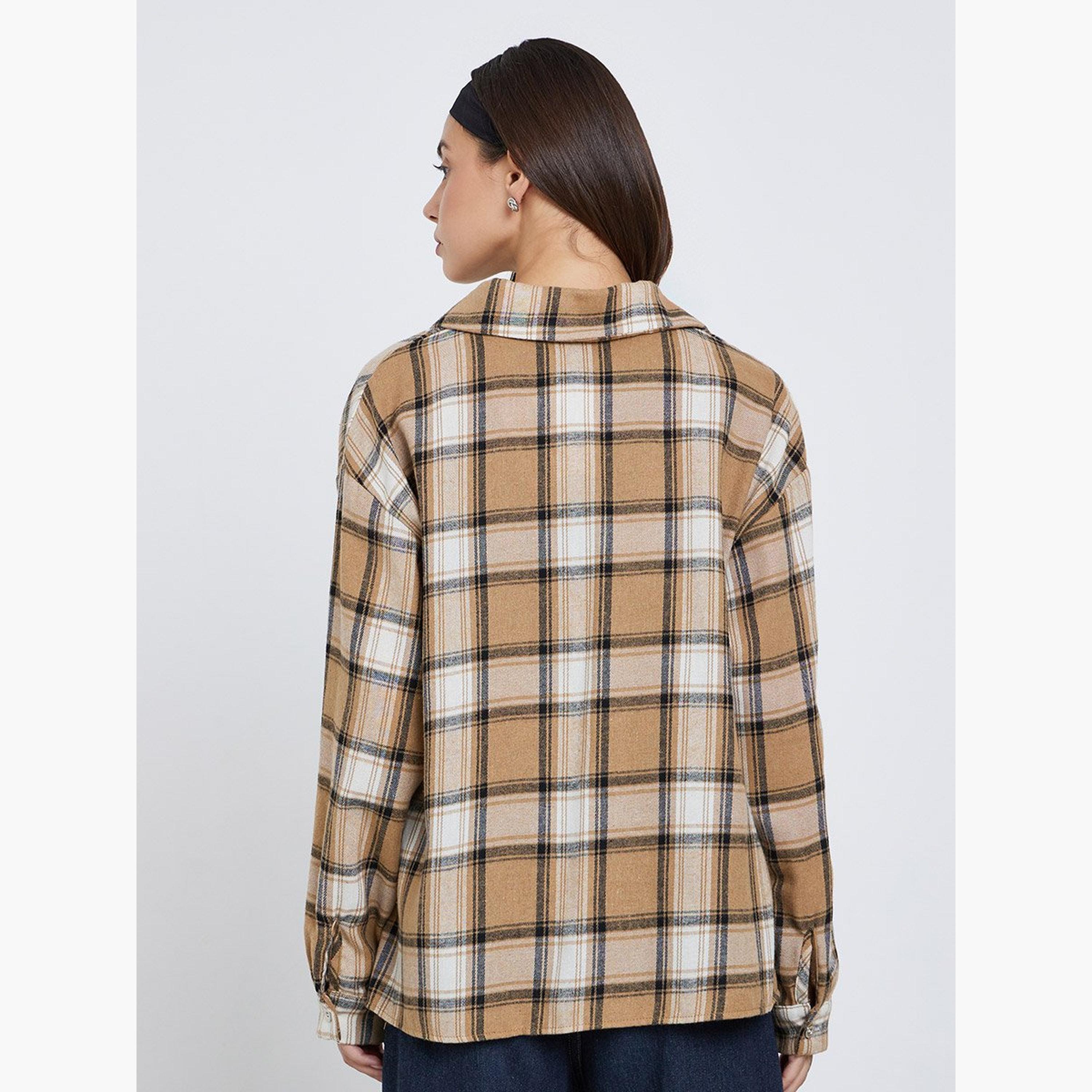 Take Two Women Checked Long Sleeve Oversized Shirt-women-clothing-shirtsandblouses-shirts-image-5