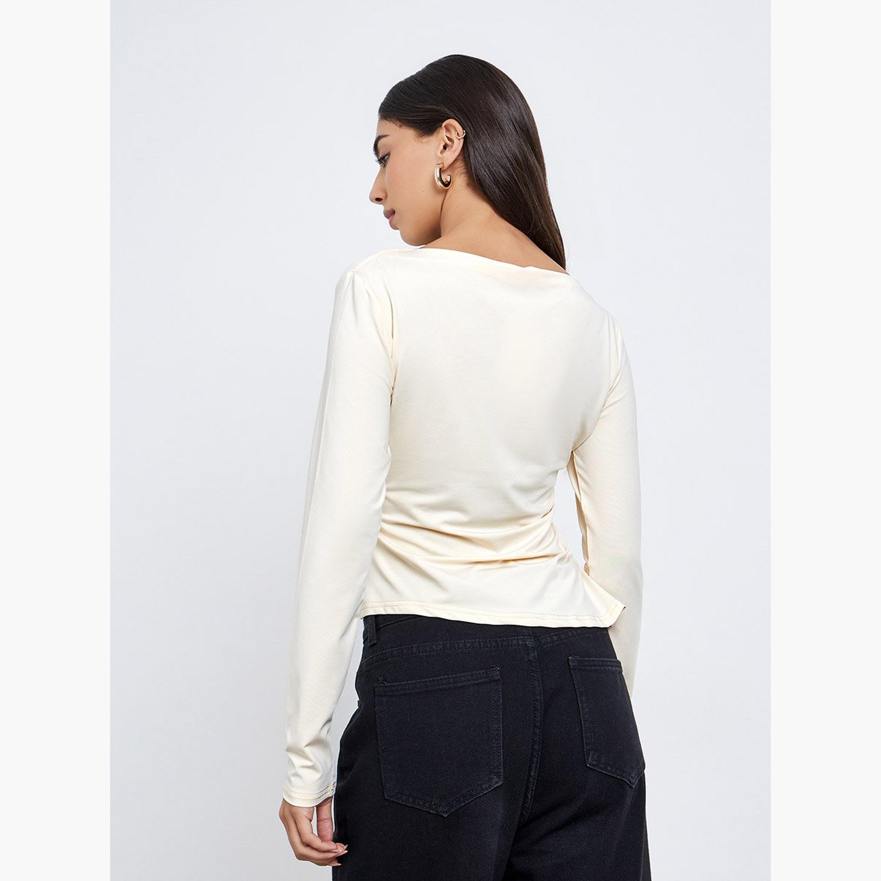 Take Two Beige Gathered Detail Long Sleeve Top-women-clothing-shirtsandblouses-blouses-image-4
