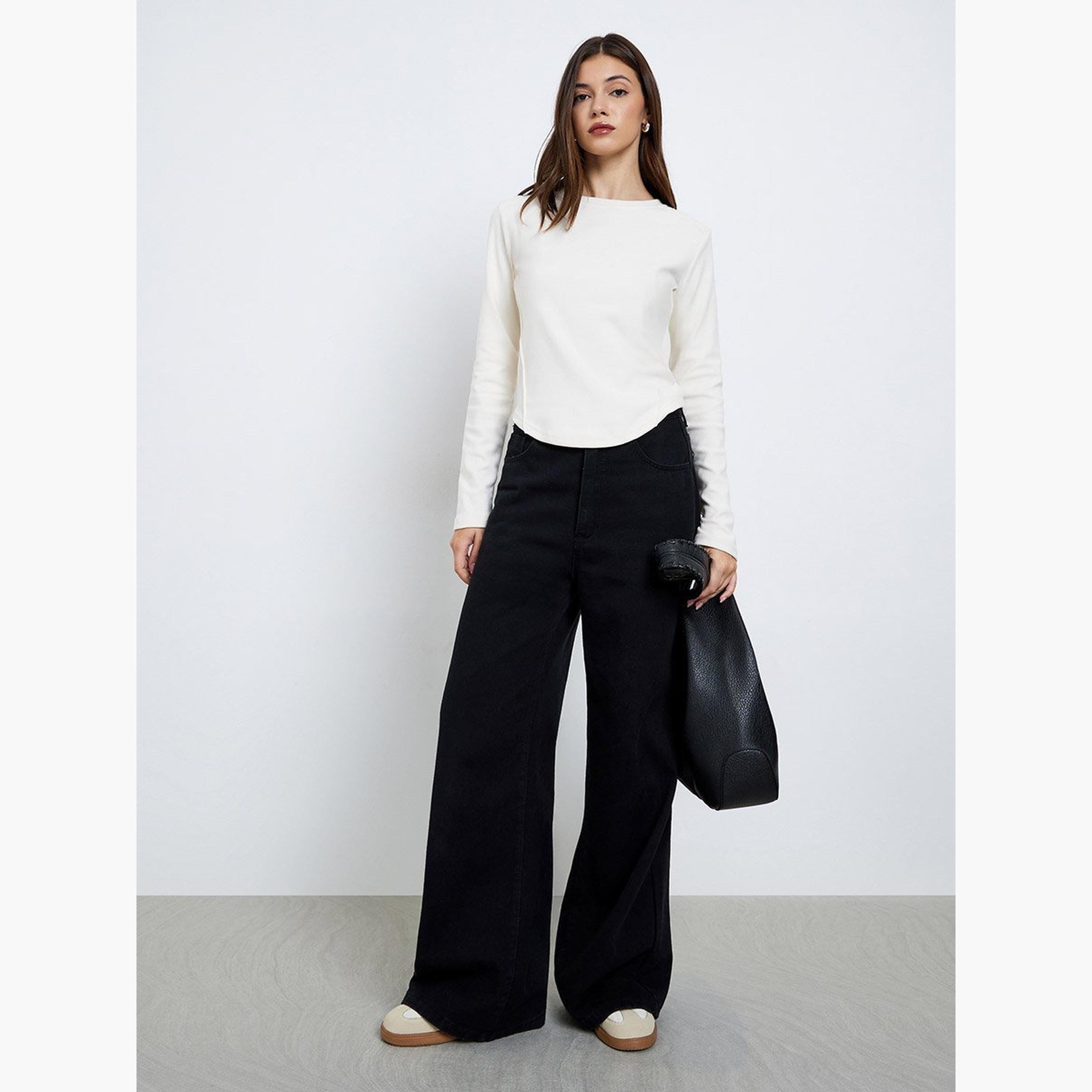 تيك تو - بلوزة للنساء محبوكة بأكمام طويلة باللون البيج-women-clothing-shirtsandblouses-shirts-image-2