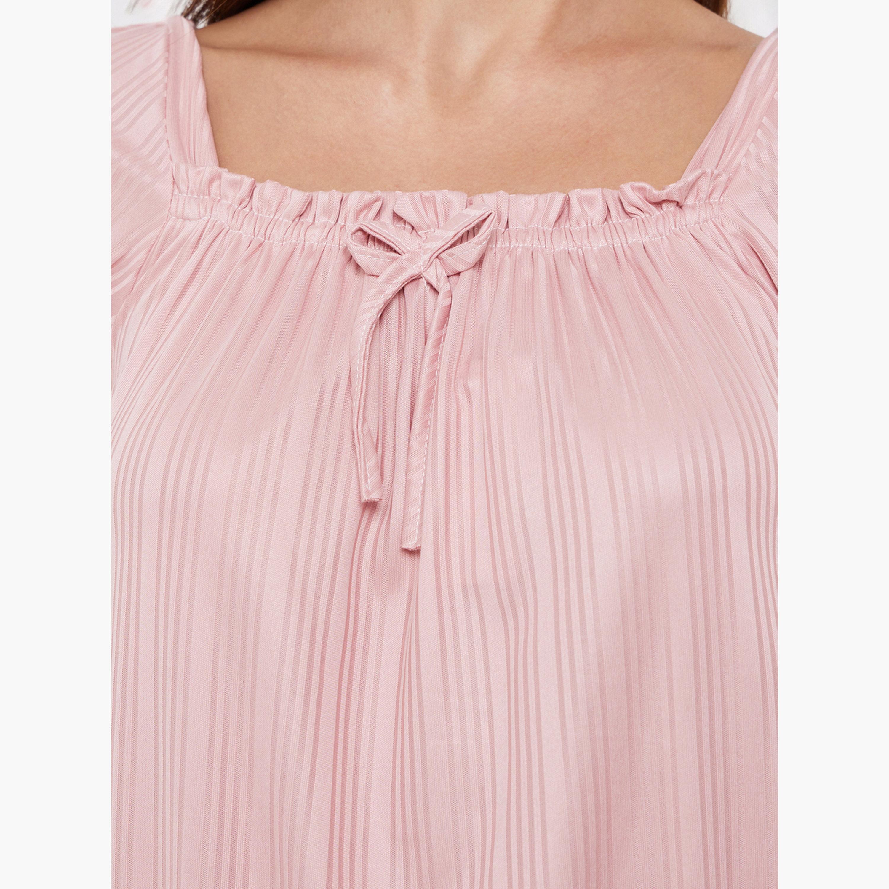 Take Two Pink Long Sleeve Nightdress with Lace Trim-women-clothing-nightwear-nighties-image-4