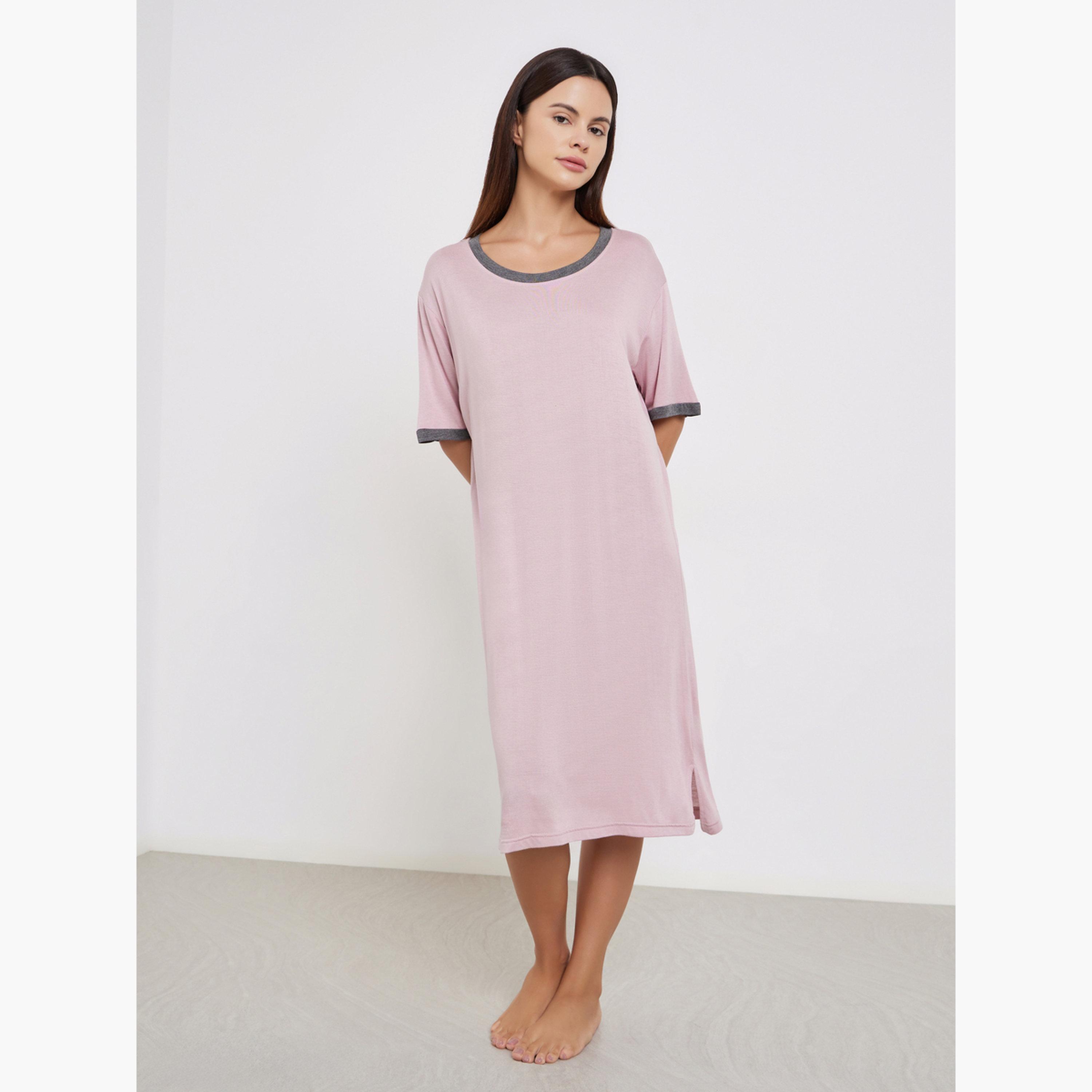تيك تو - قميص نوم وردي بأكمام قصيرة-women-clothing-nightwear-nighties-image-2