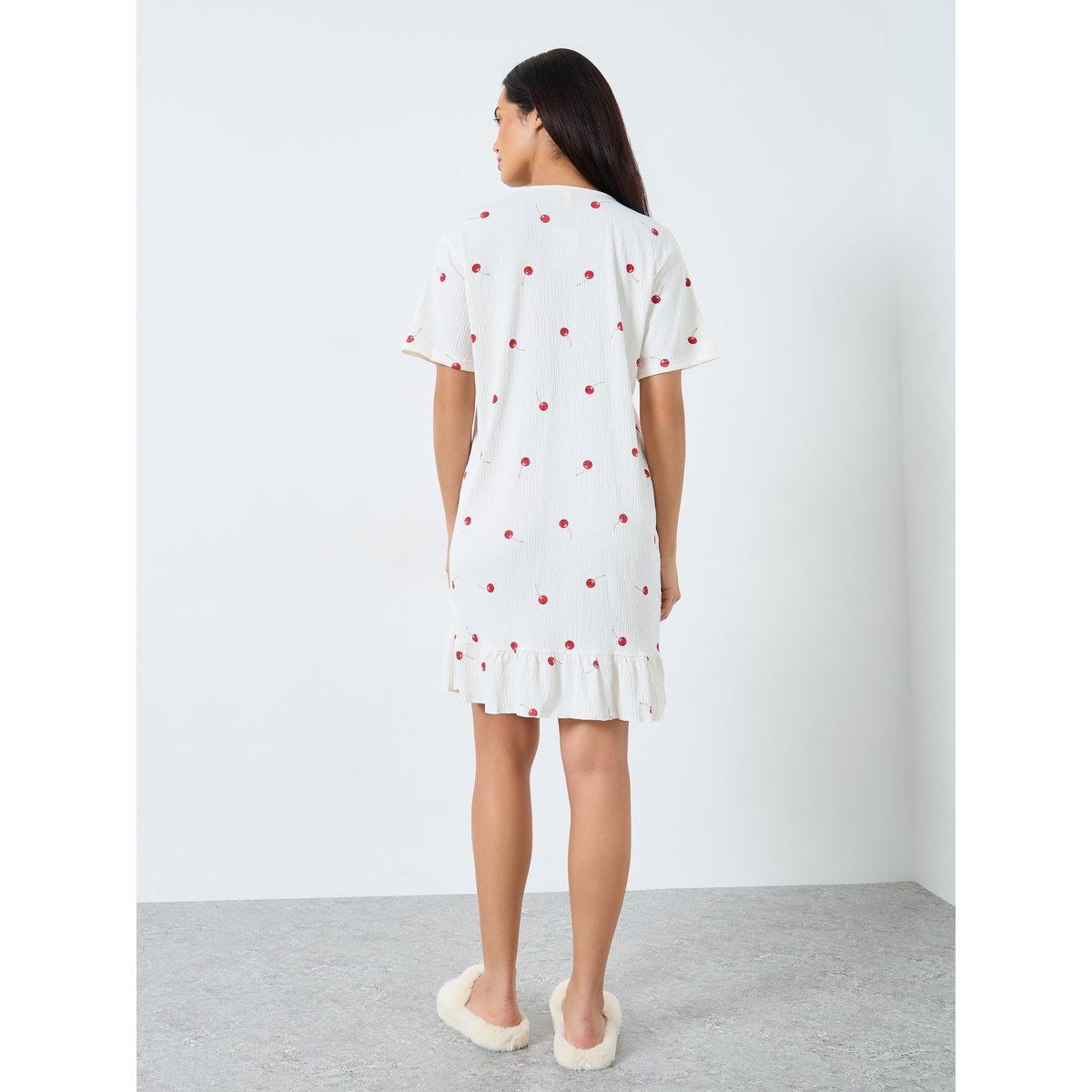 Styli Cherry Print Nightdress with Lace Bow Detail-women-clothing-nightwear-nighties-image-4