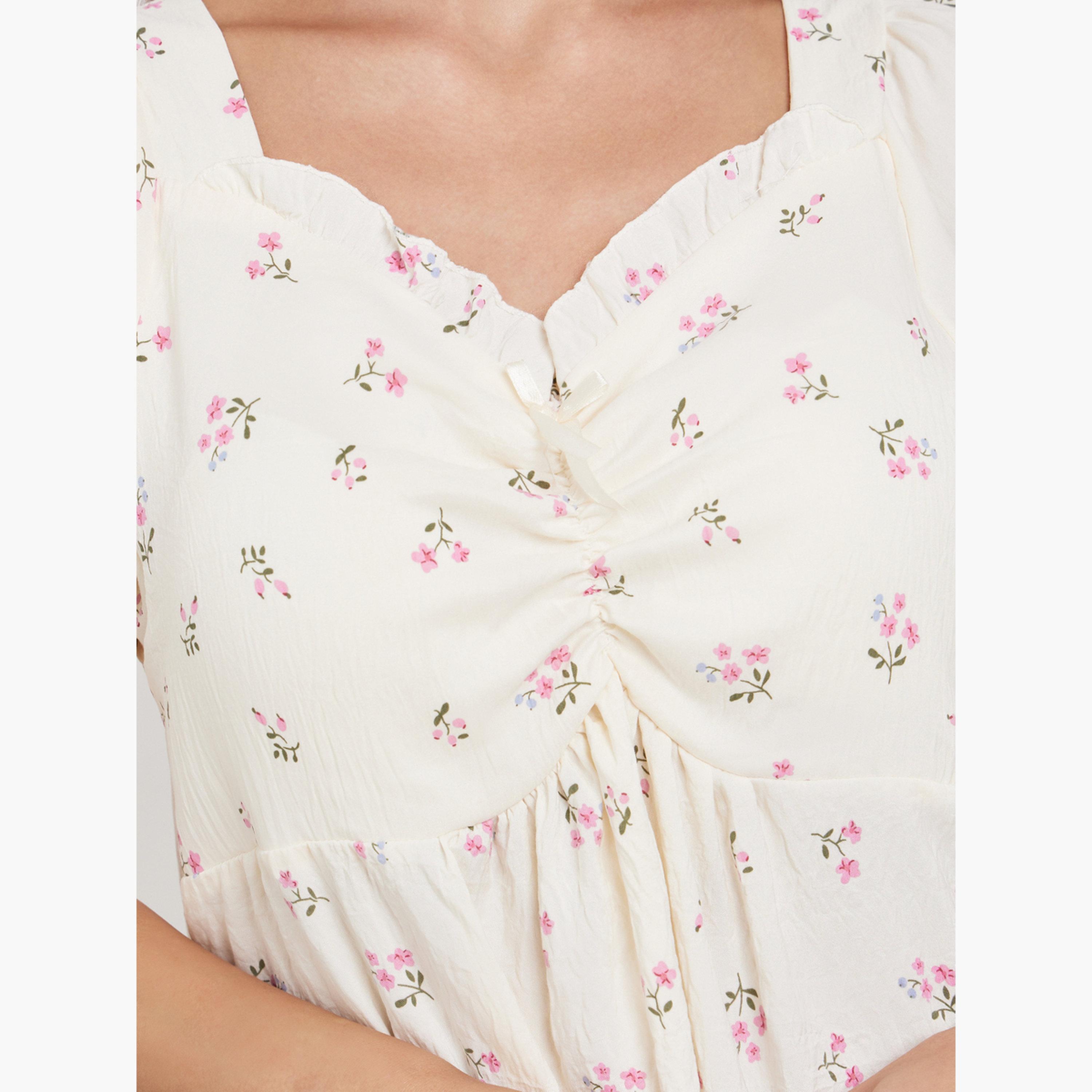 تيك تو - قميص نوم بطبعة زهور وأكمام مكشكشة-women-clothing-nightwear-nighties-image-4