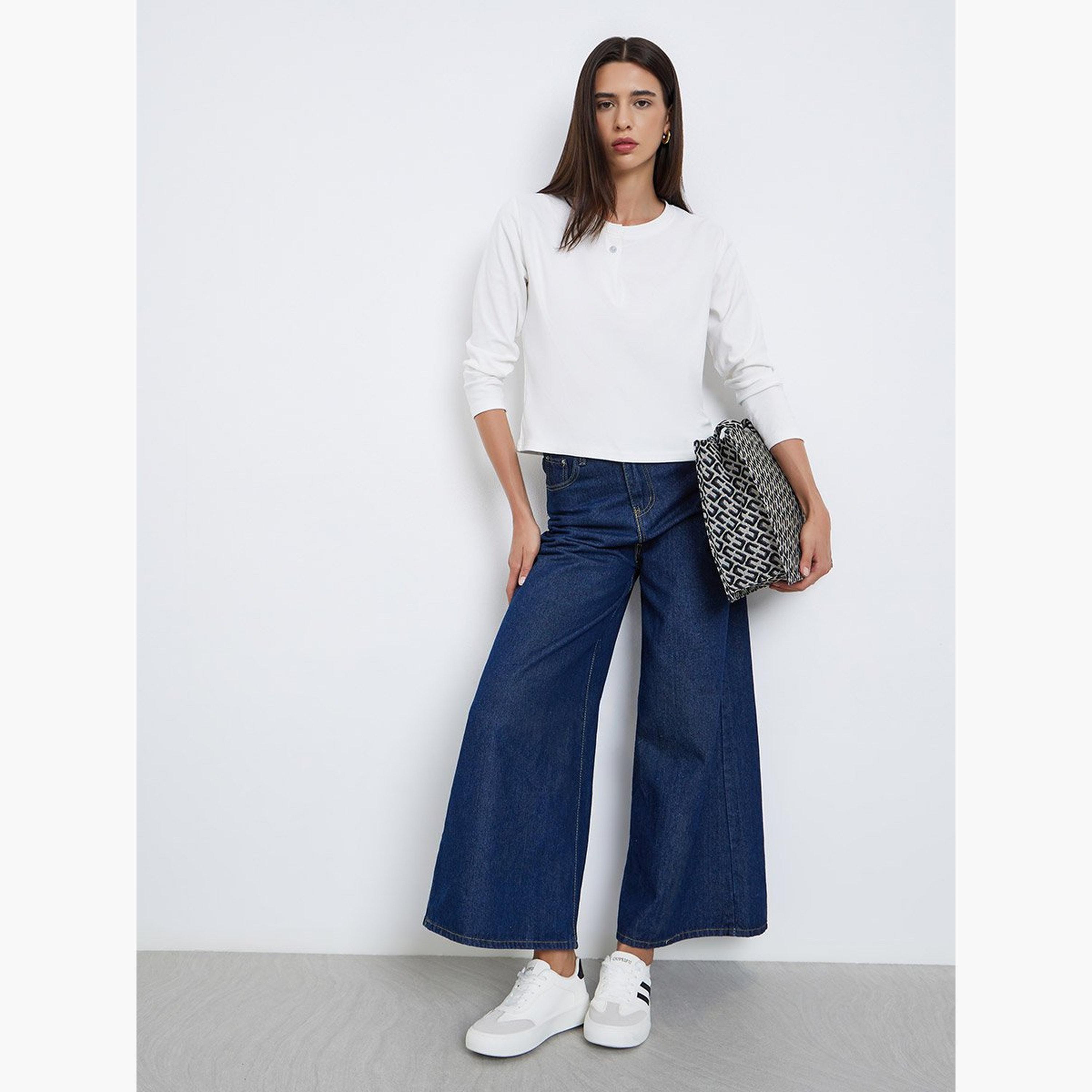 Take Two White Long Sleeve T-Shirt with Button Detail-women-clothing-tshirts-image-1