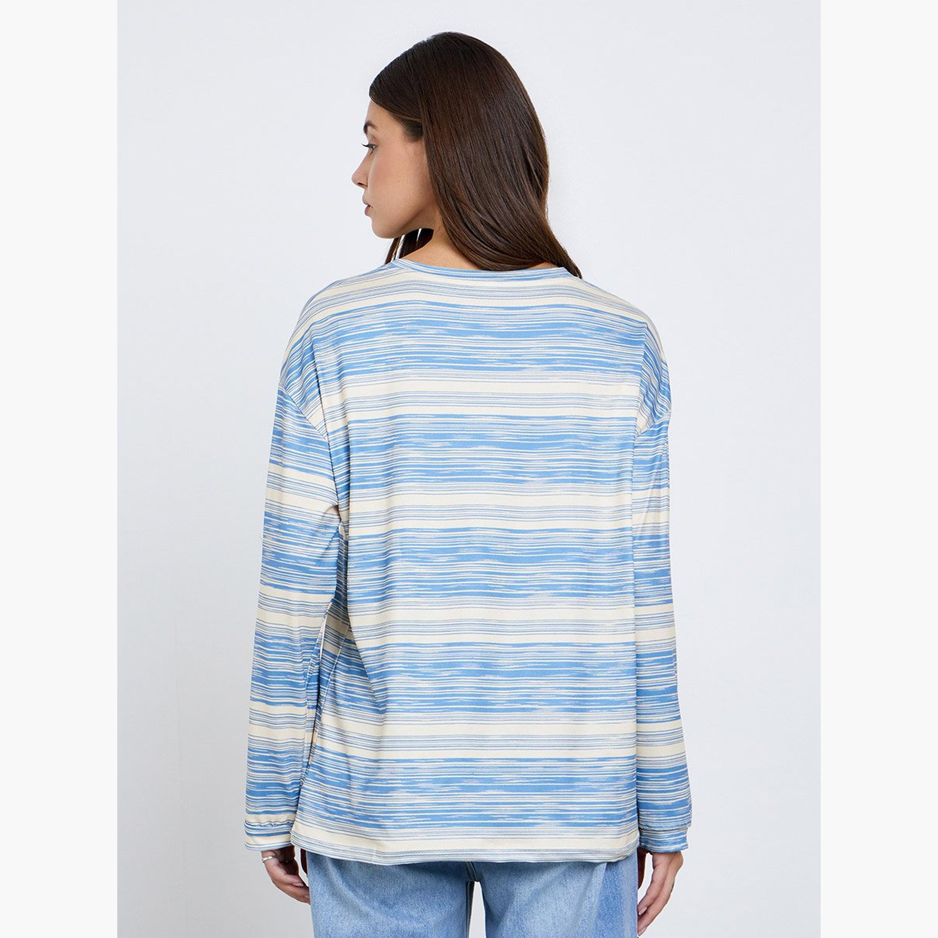 تيك تو - تي شيرت مخطط بأكمام طويلة-women-clothing-tshirts-image-4