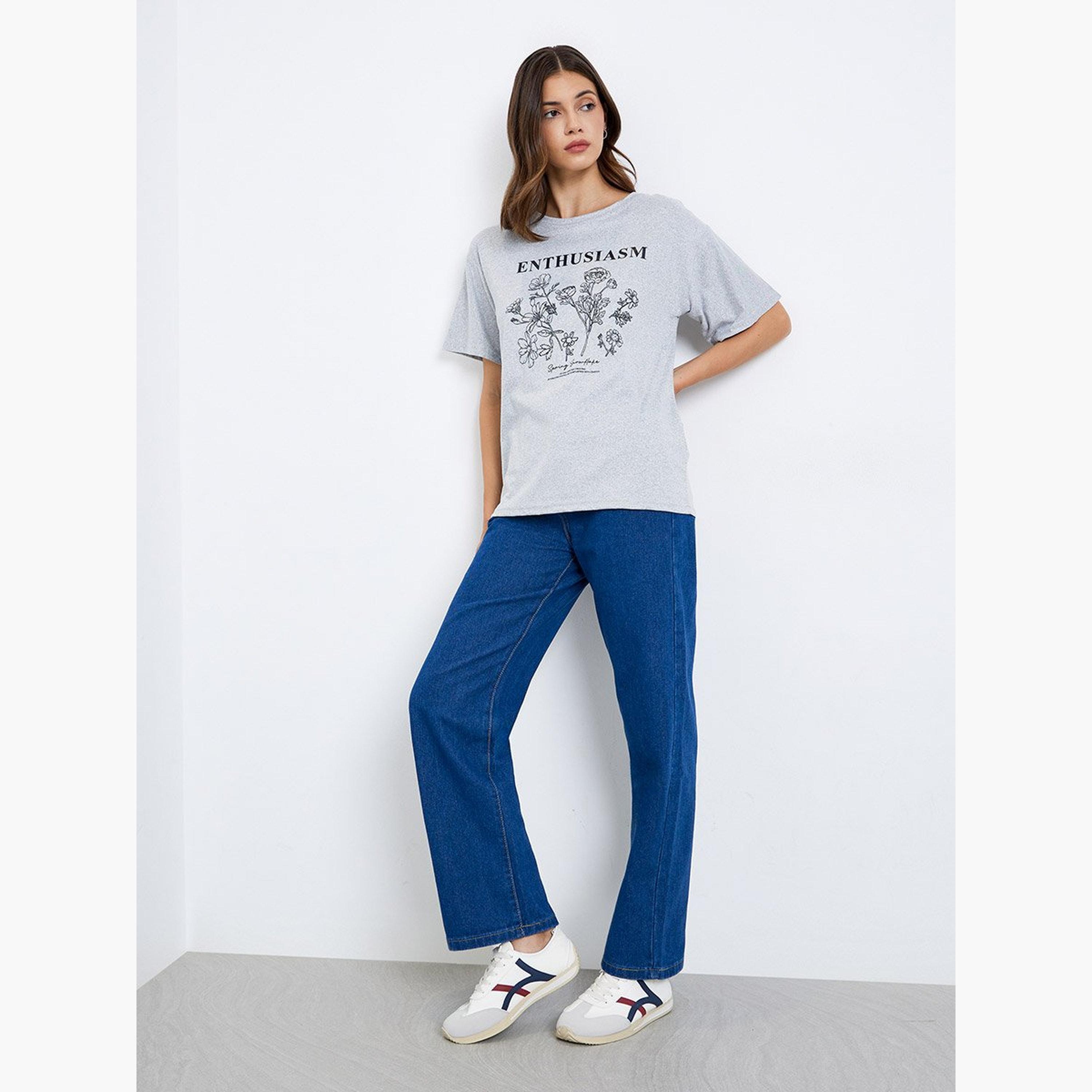 Take Two Grey Graphic Print Round Neck T-Shirt-women-clothing-tshirts-image-2