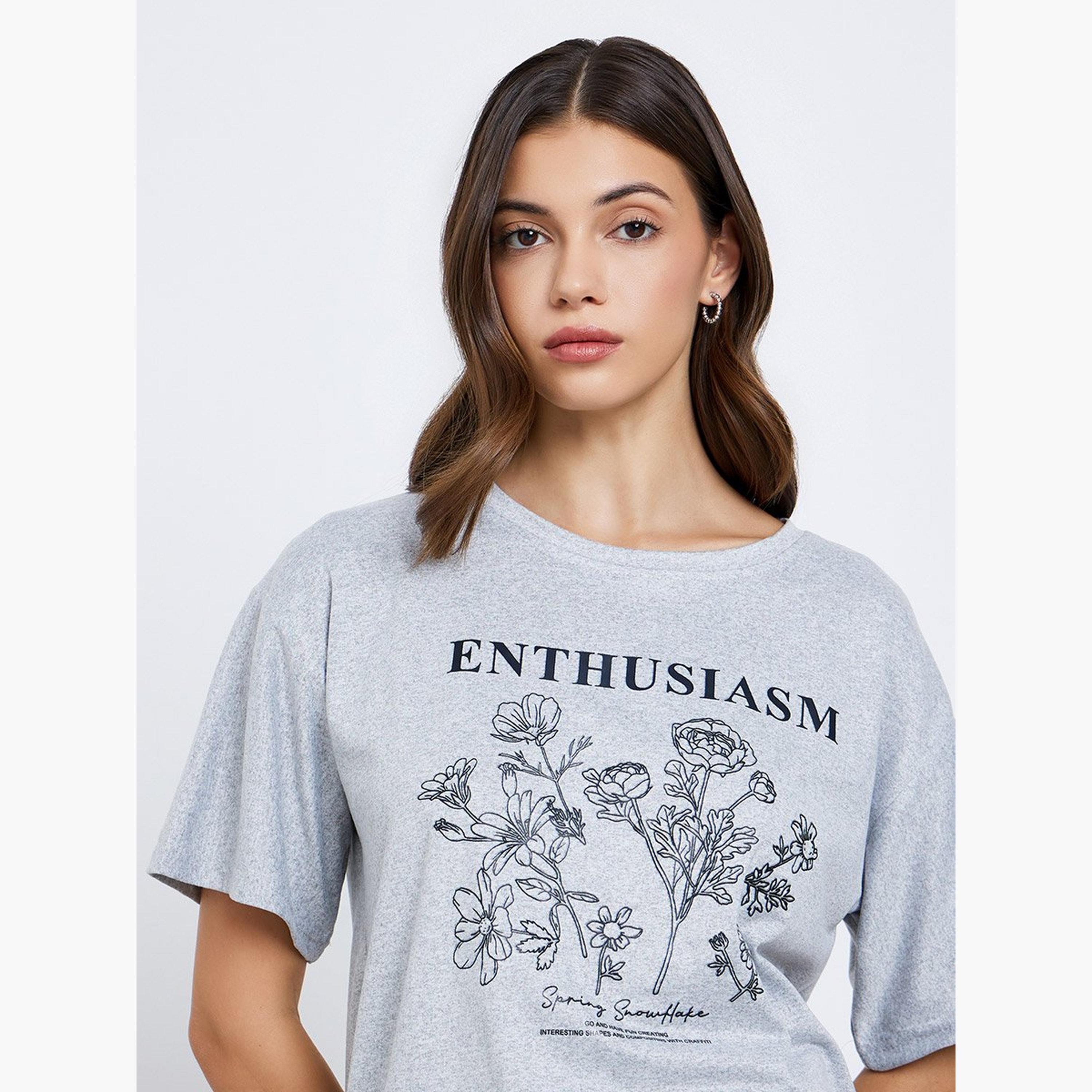 Take Two Grey Graphic Print Round Neck T-Shirt-women-clothing-tshirts-image-3