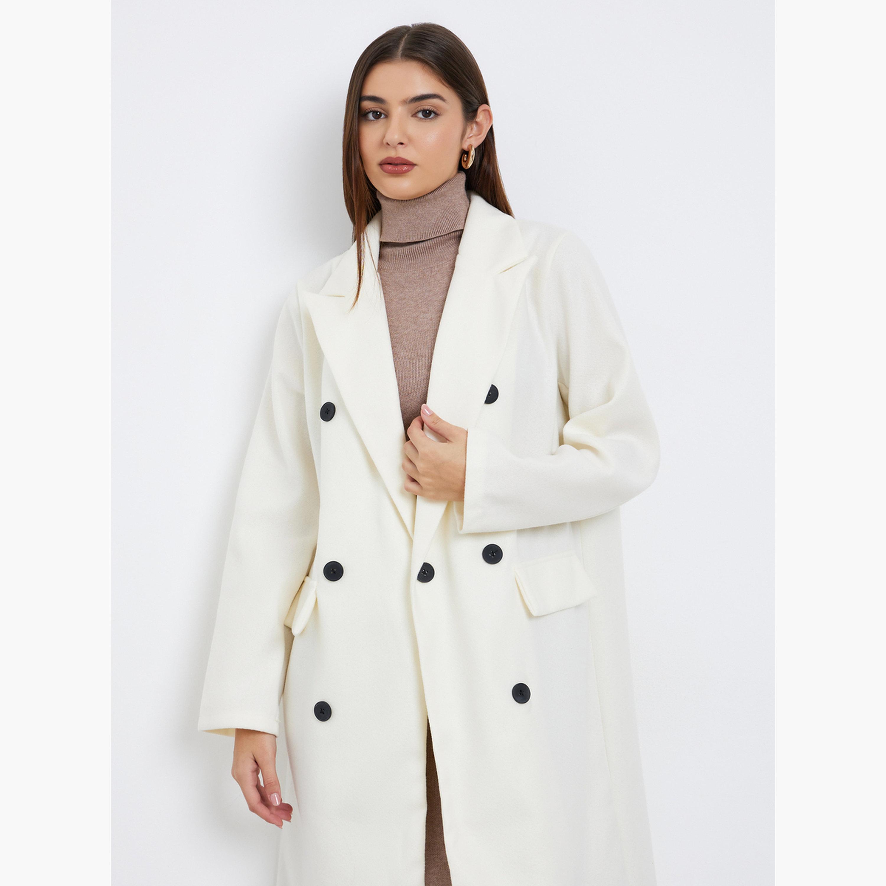 ستايلي - معطف متوسط ​​الطول ذو صدر مزدوج من الصوف بلون أبيض عاجي-women-clothing-coatsandjackets-coats-image-3